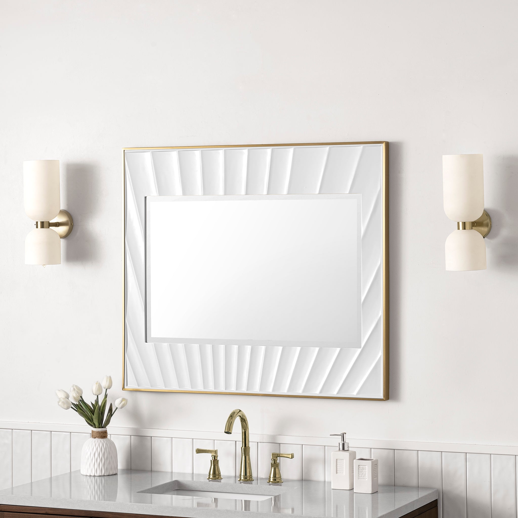 matte white with gold mirror