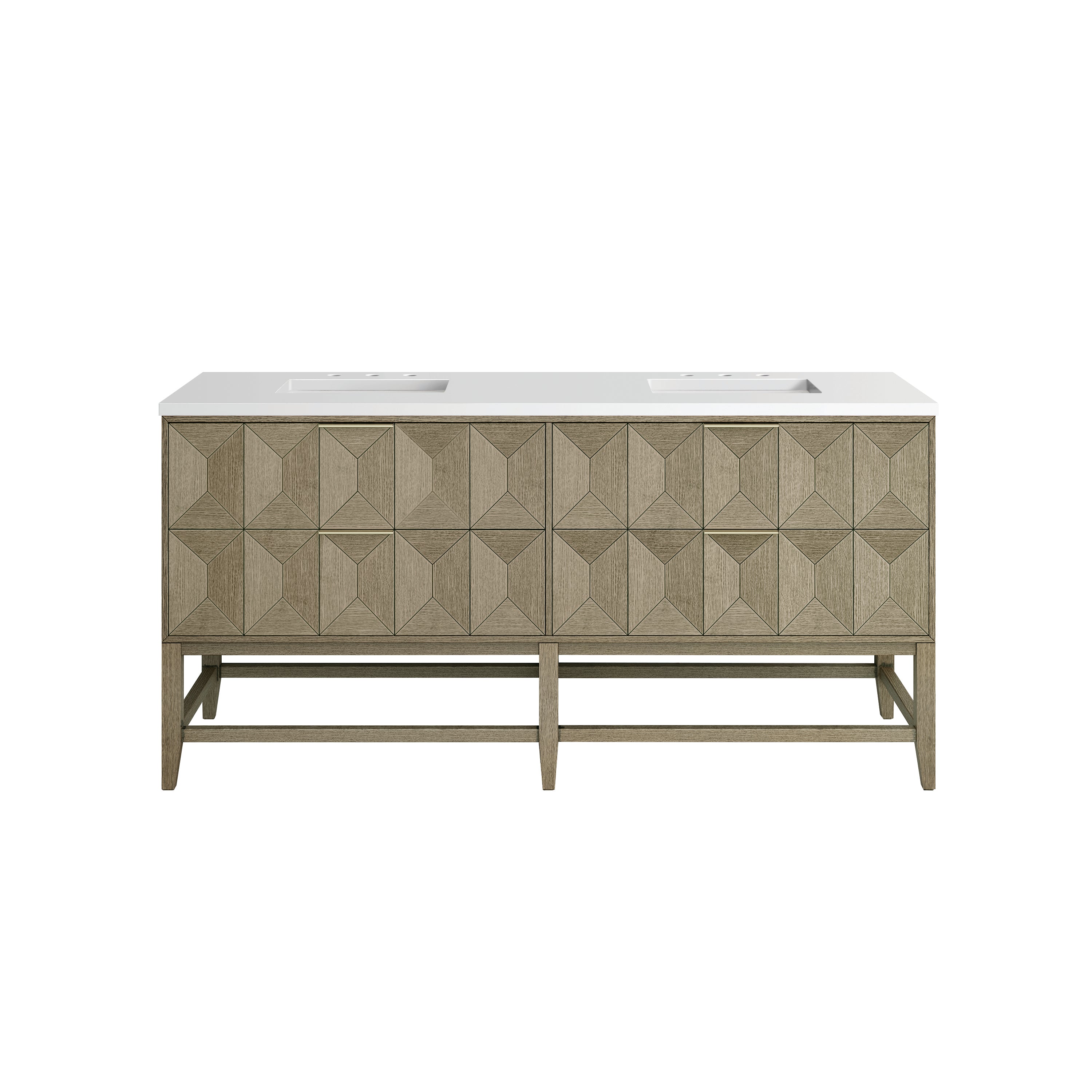 James Martin Emmeline 72" Double Vanity Set - Pebble Oak