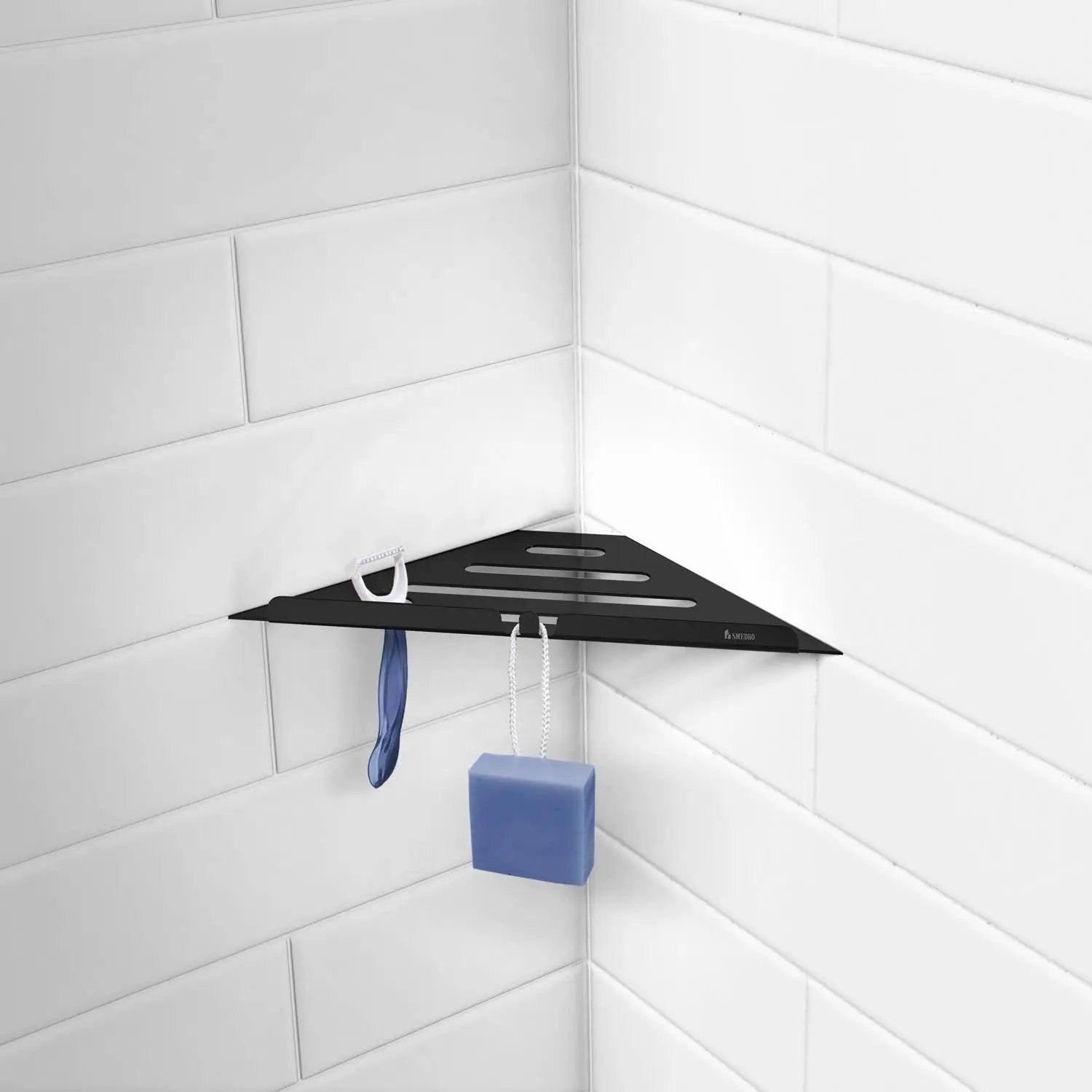 polished stainless steel corner shelf