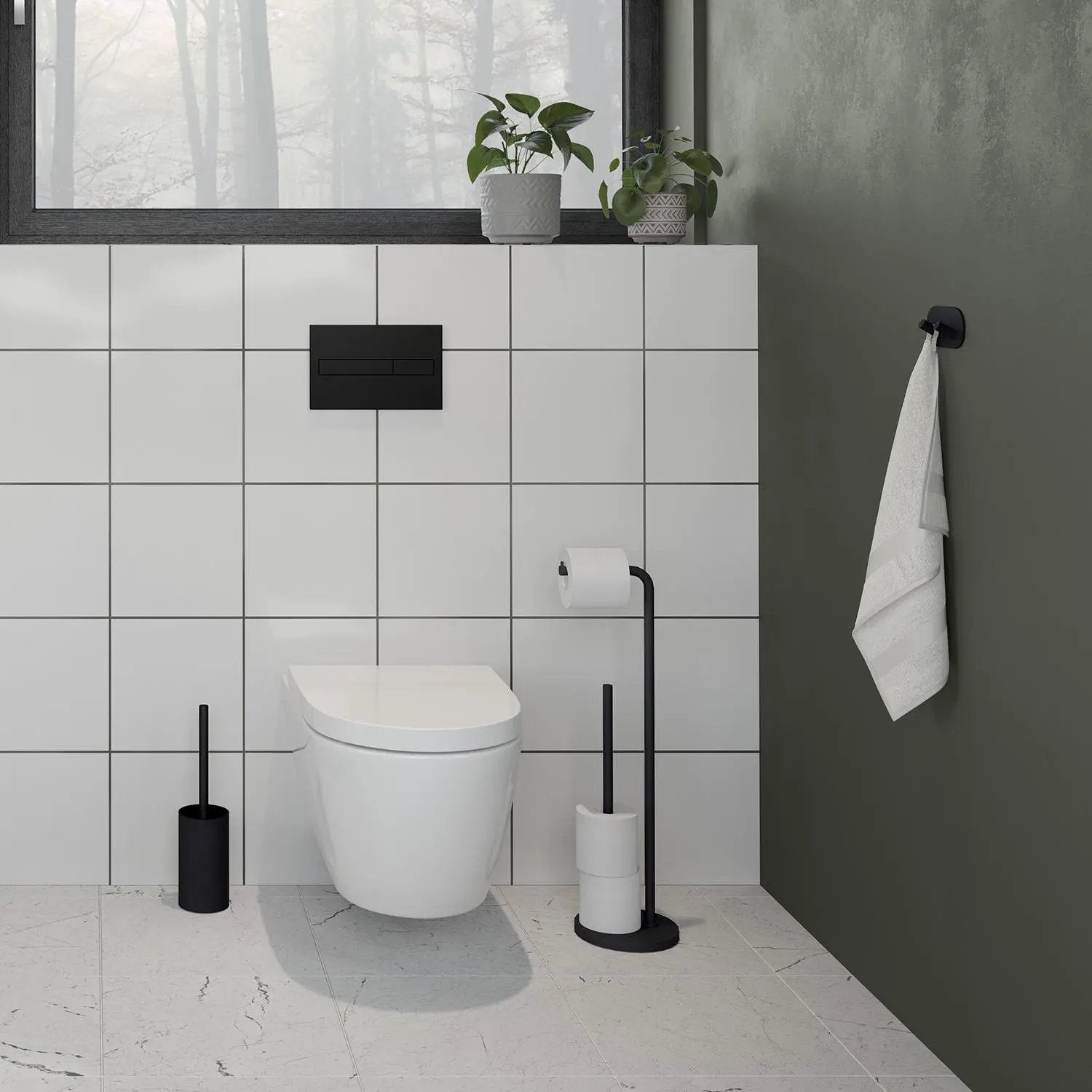 black toilet roll holder
