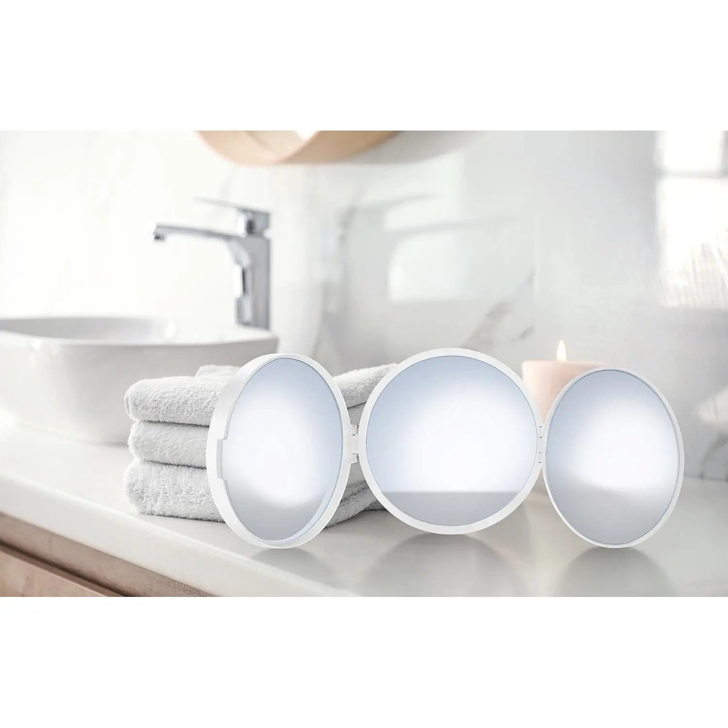 white travel mirror