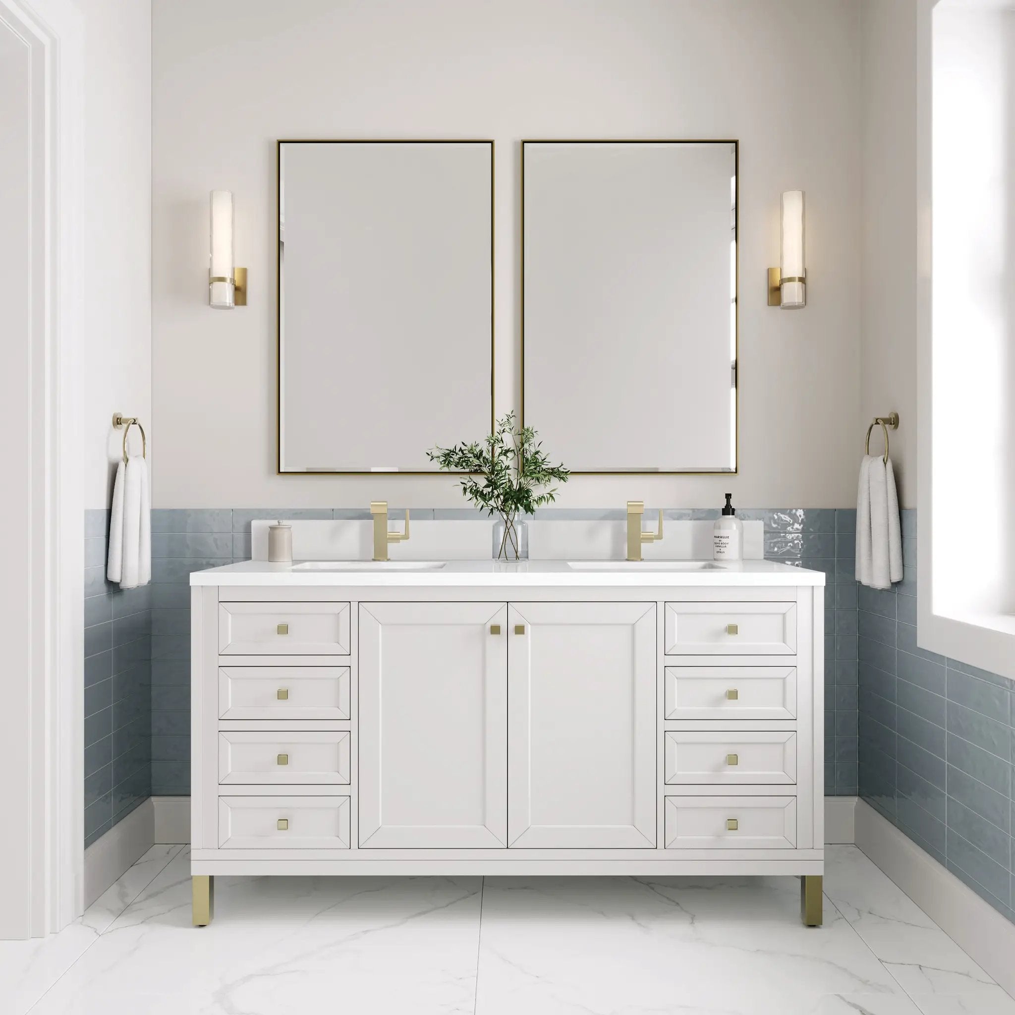 glossy white vanity