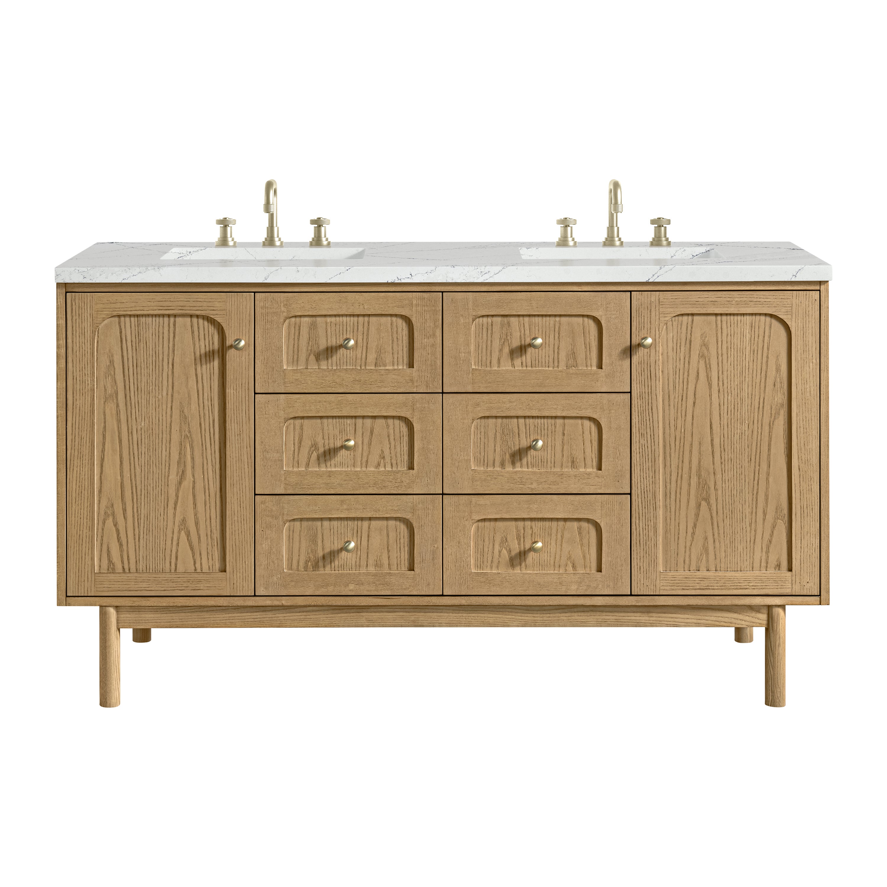 James Martin Laurent 60" Double Vanity Set - Light Natural Oak