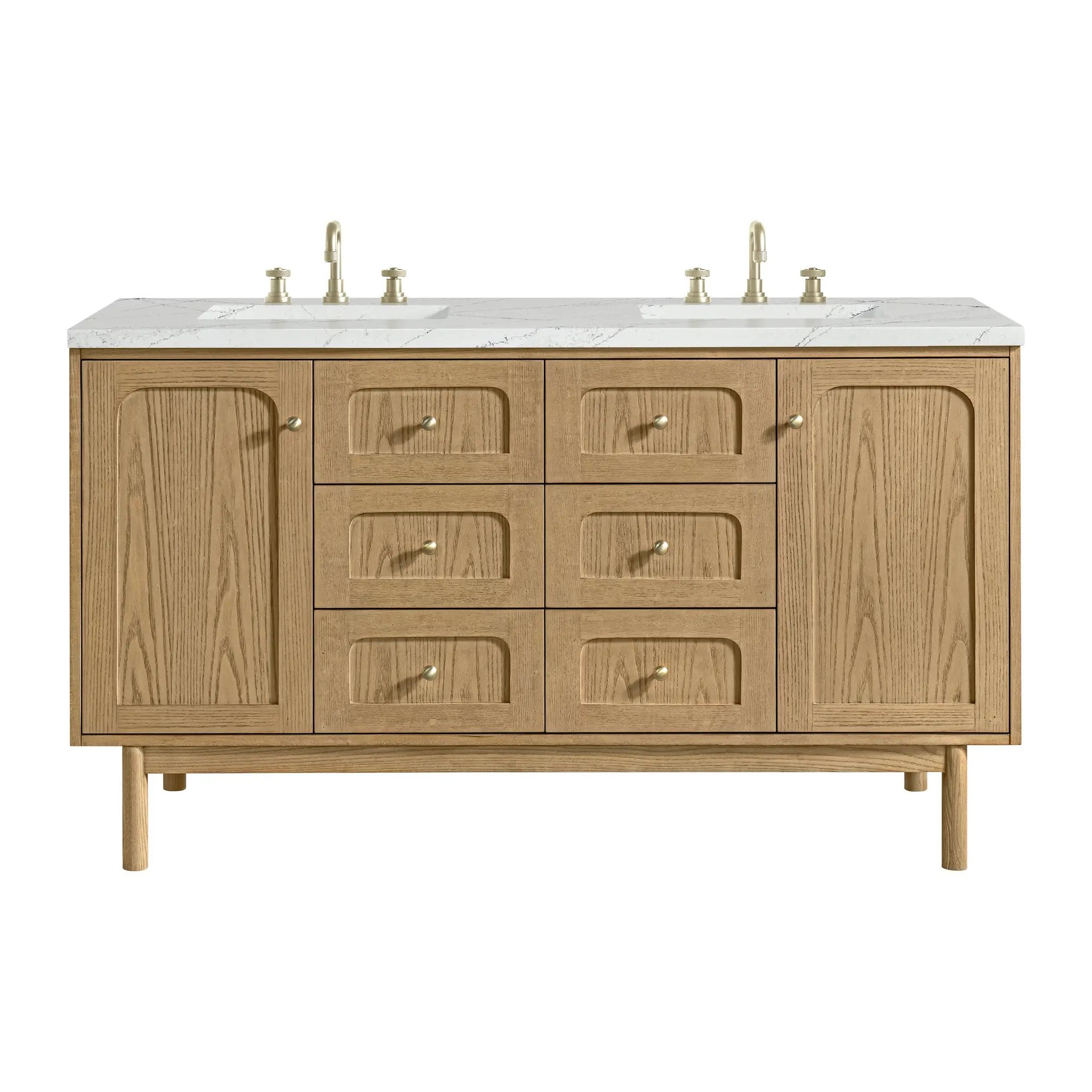 James Martin Laurent 60" Double Vanity Set - Light Natural Oak by James Martin Vanities