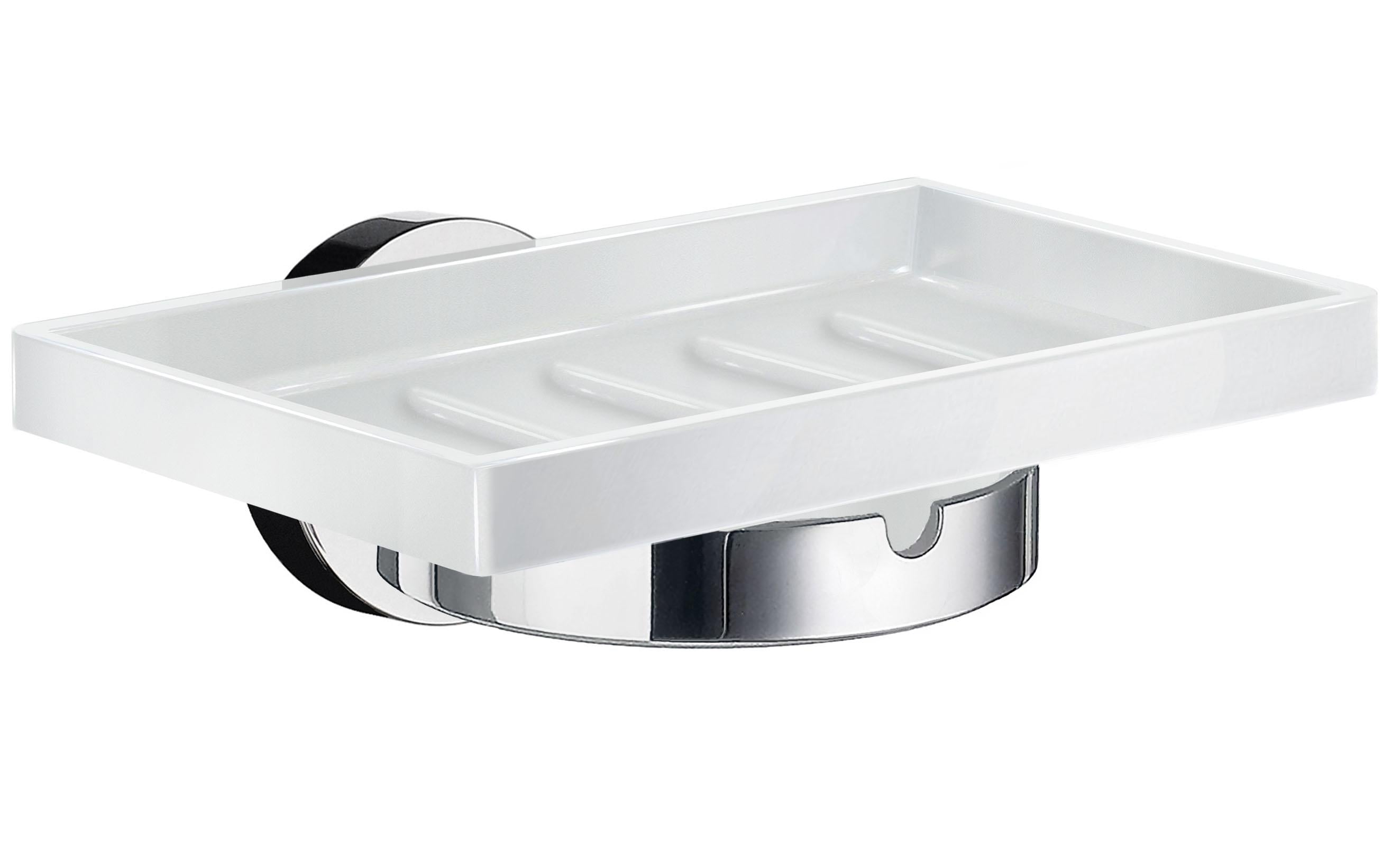 polished chrome holder with soap dish