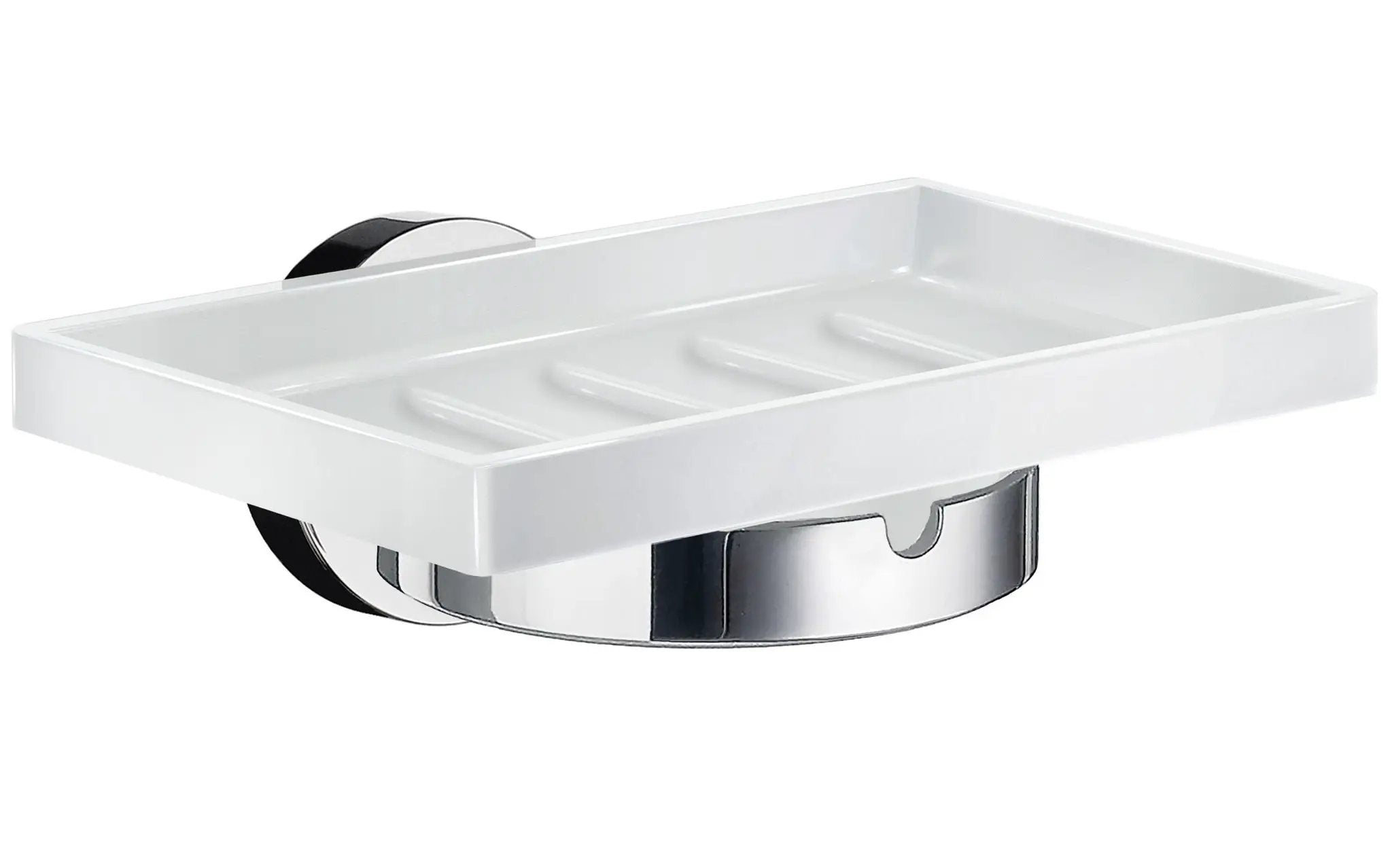 polished chrome holder with soap dish