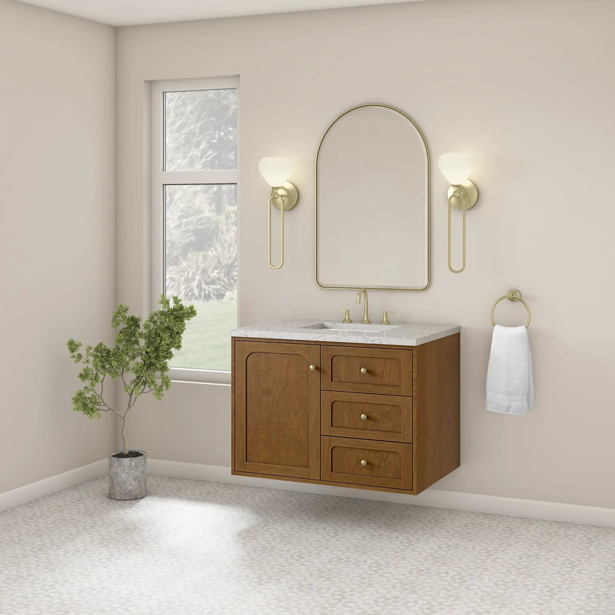 honey oak vanity