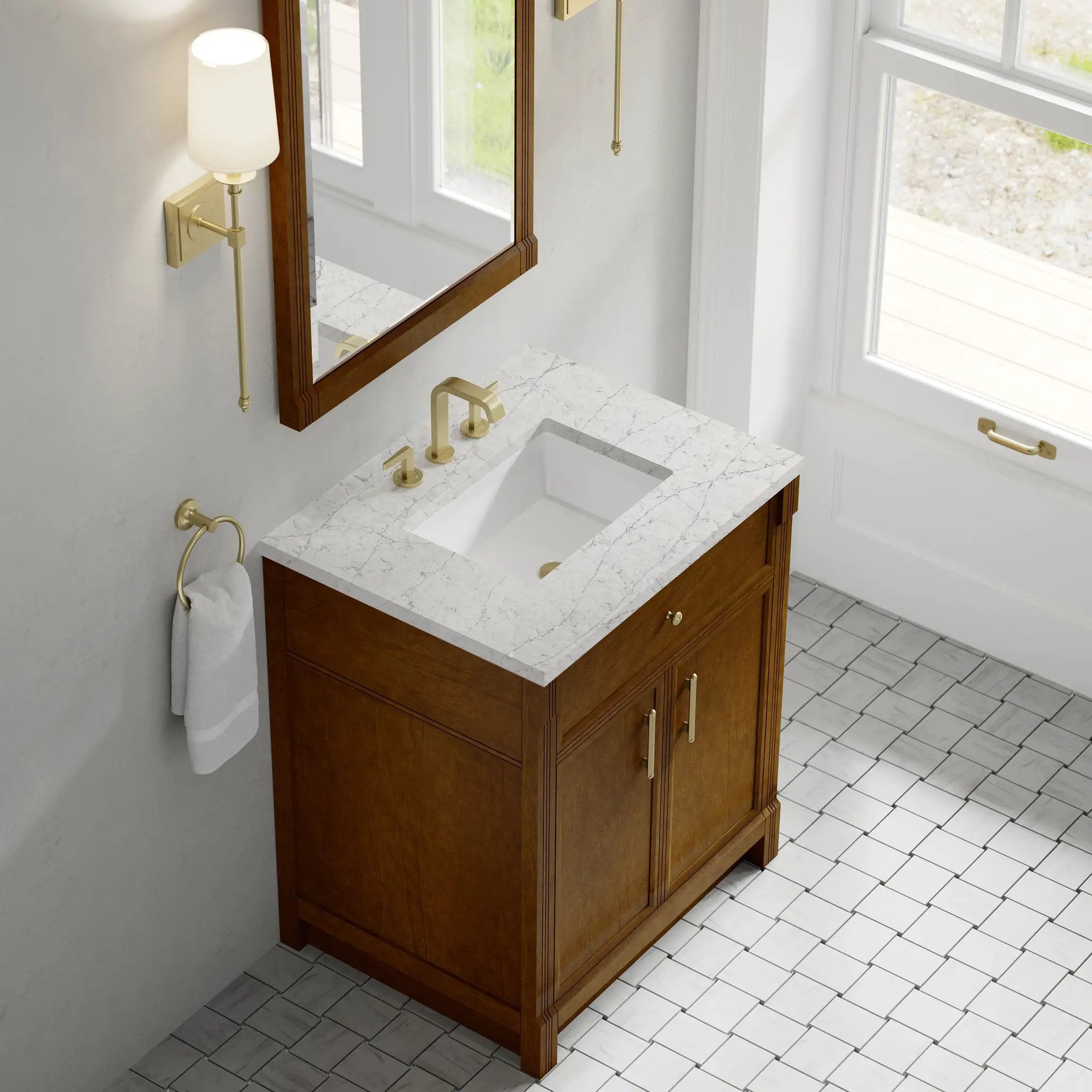 honey oak vanity