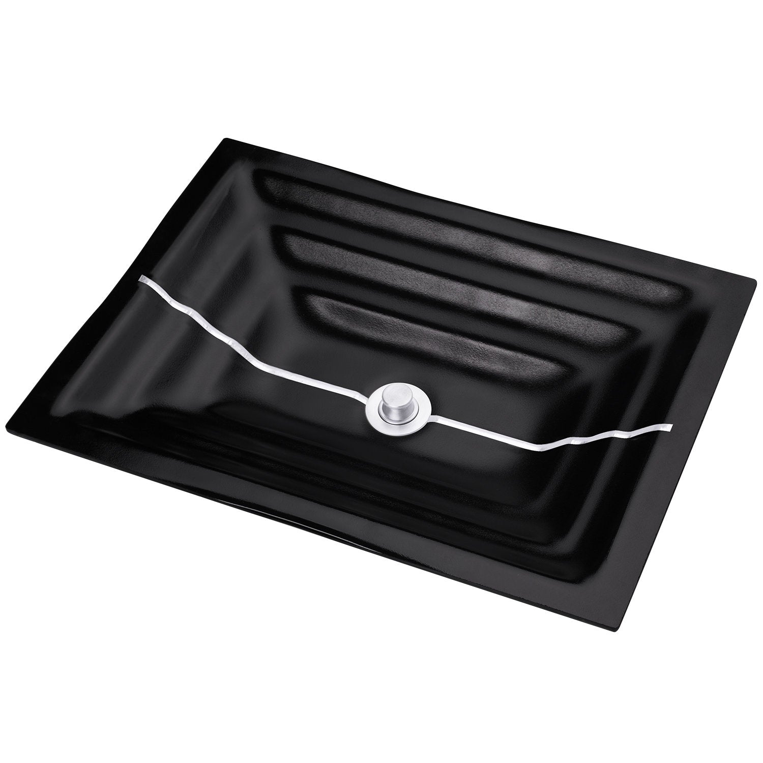 Linkasink Stripe Artisan Glass with Metal Leaf Accent Undermount Sink by Linkasink