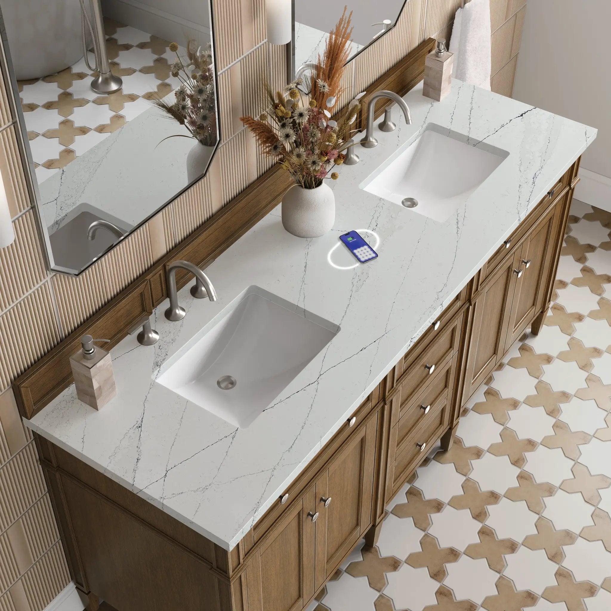 saddle brown vanity