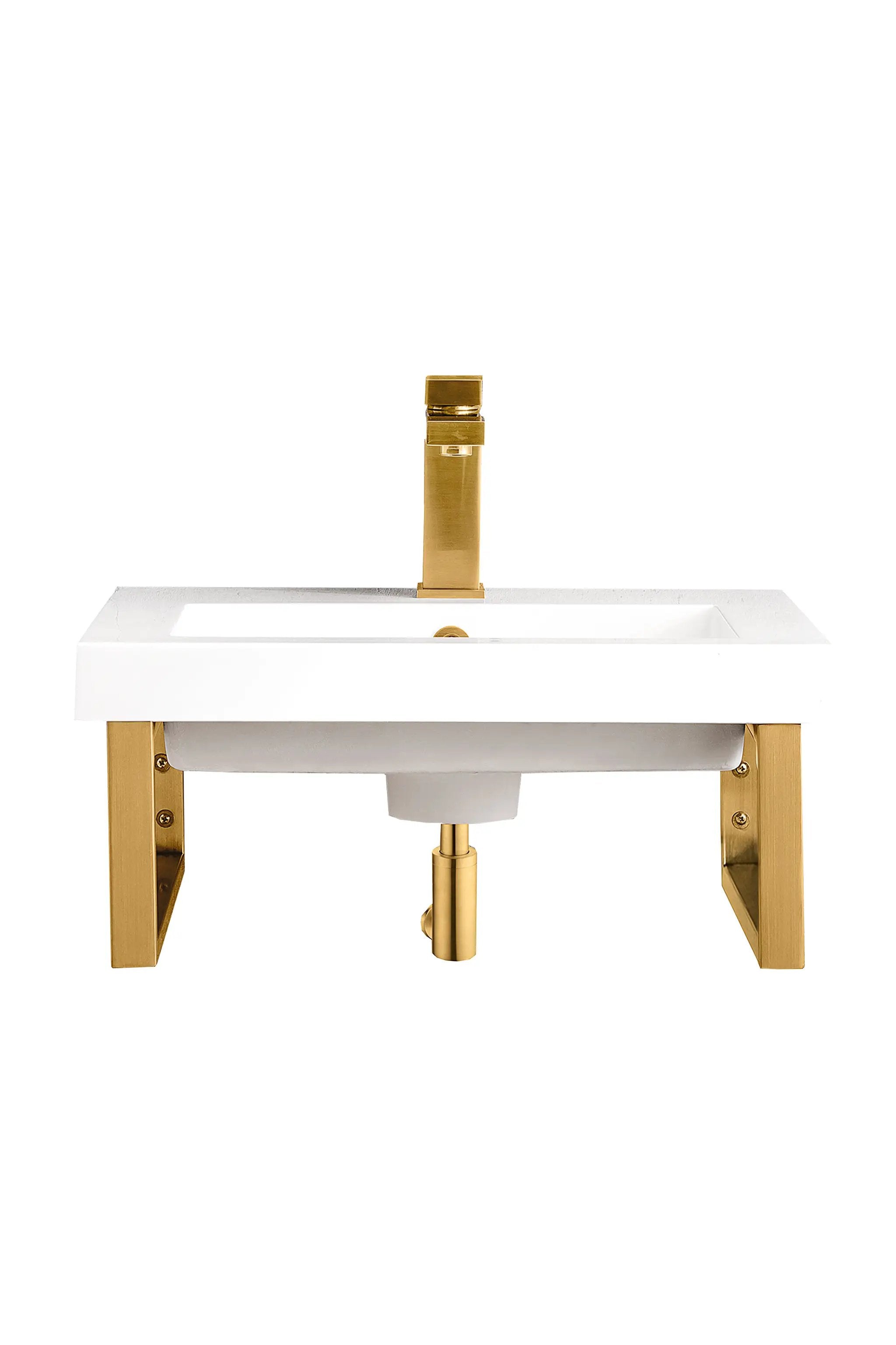 James Martin Two Boston 15.25" Wall Brackets with 20" White Glossy Composite Stone Top by James Martin Vanities