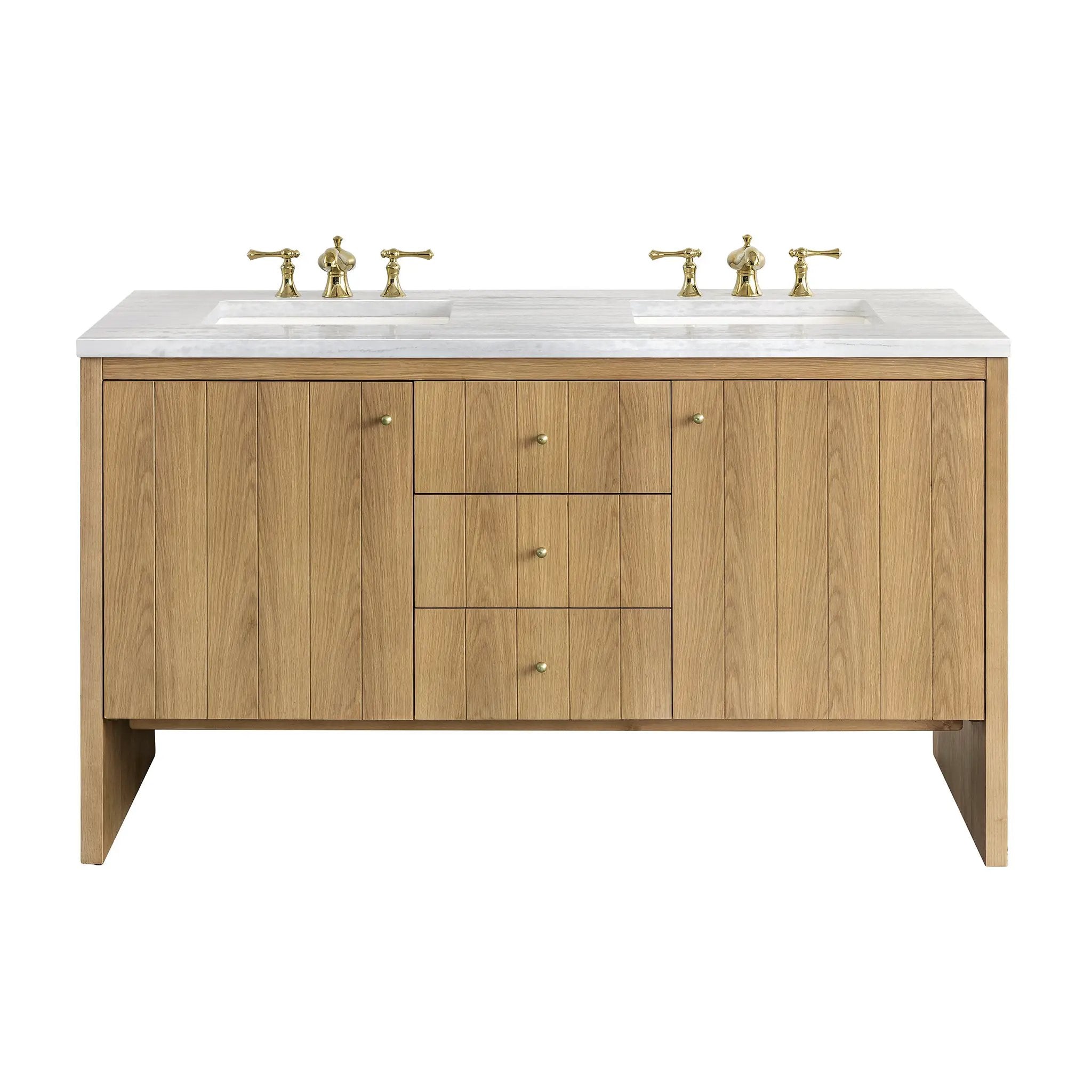 James Martin Hudson 60" Double Vanity Set - Light Natural Oak by James Martin Vanities