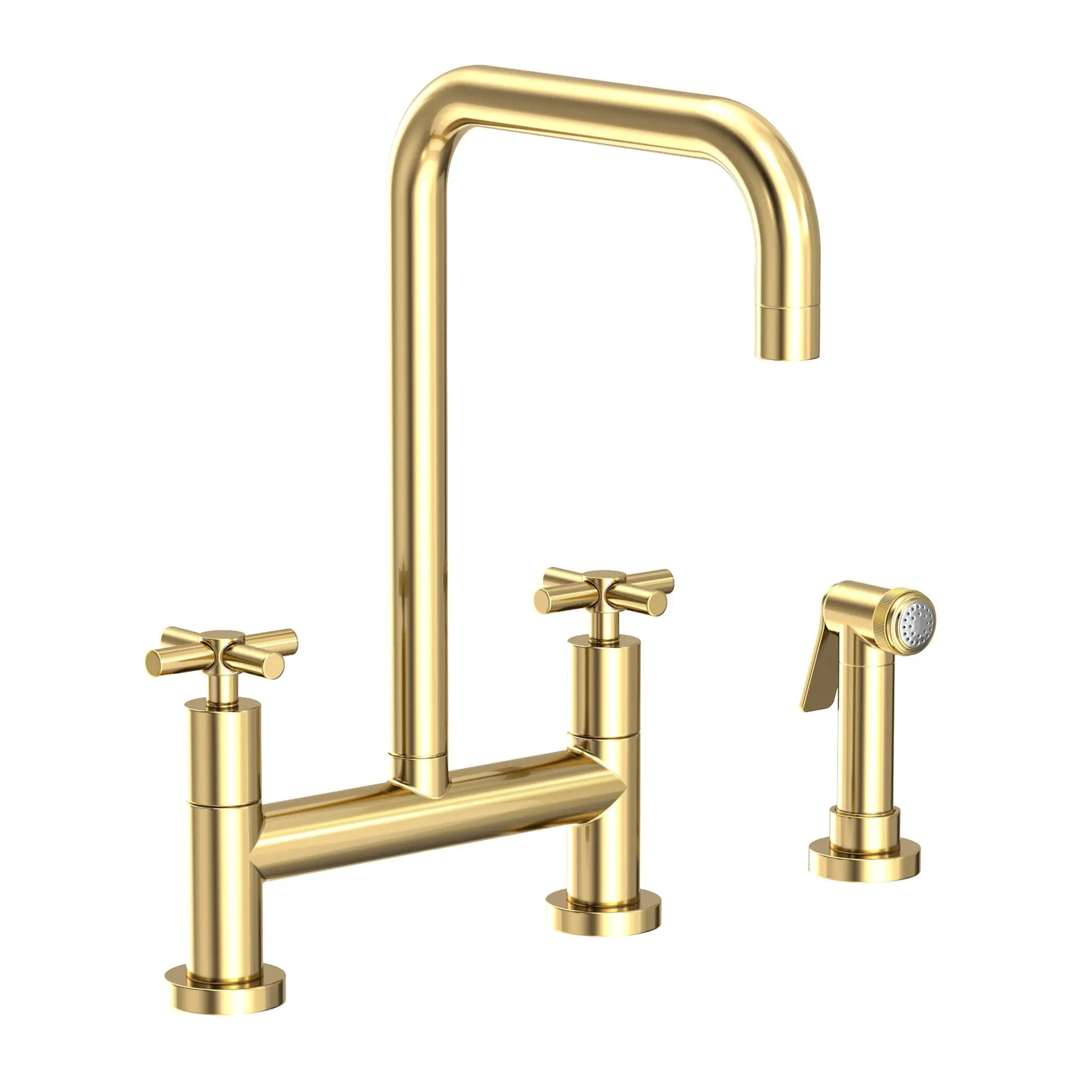Newport Brass East Square Kitchen Bridge Faucet with Side Spray by Newport Brass
