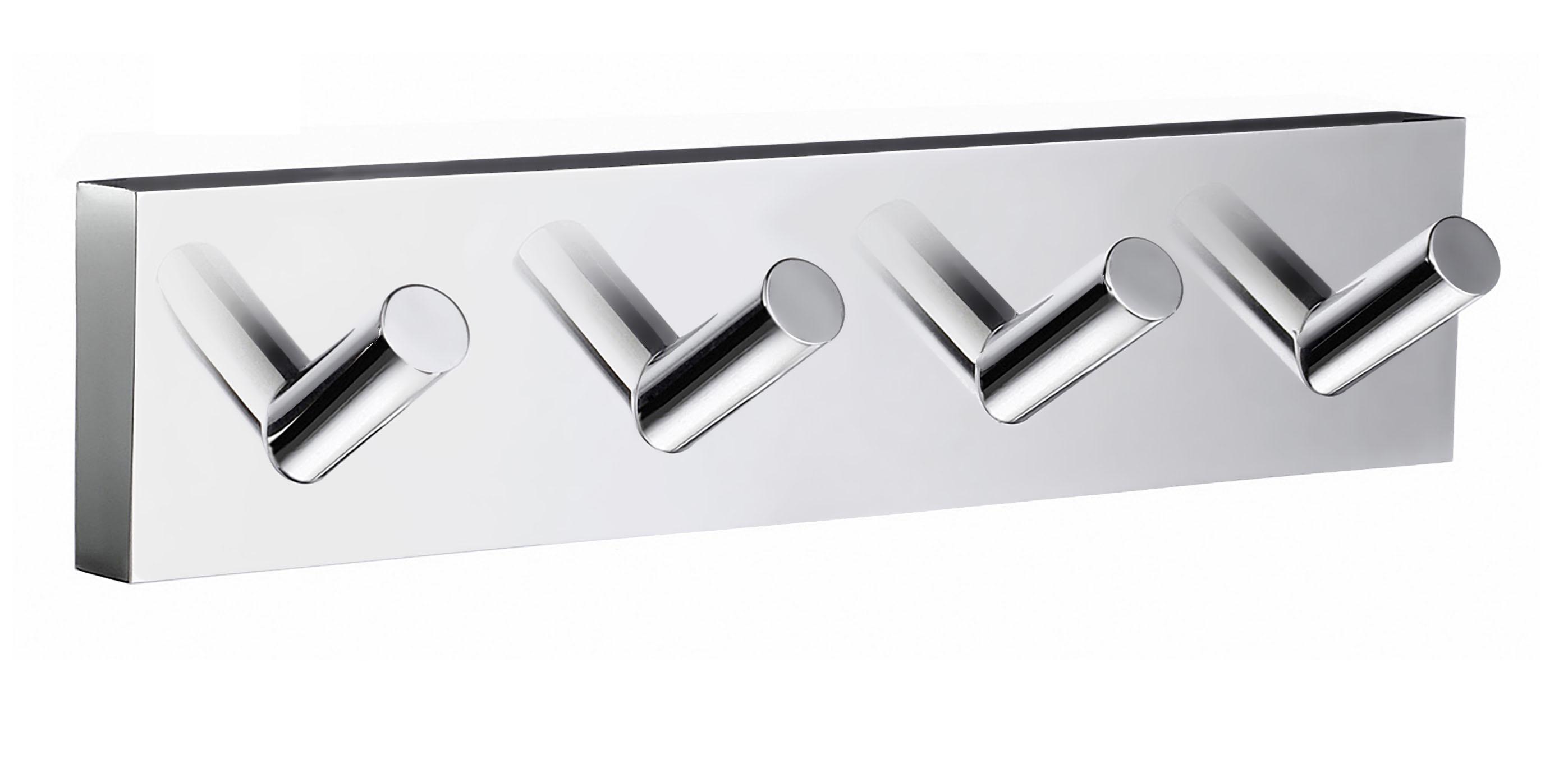 polished chrome quadruple hook