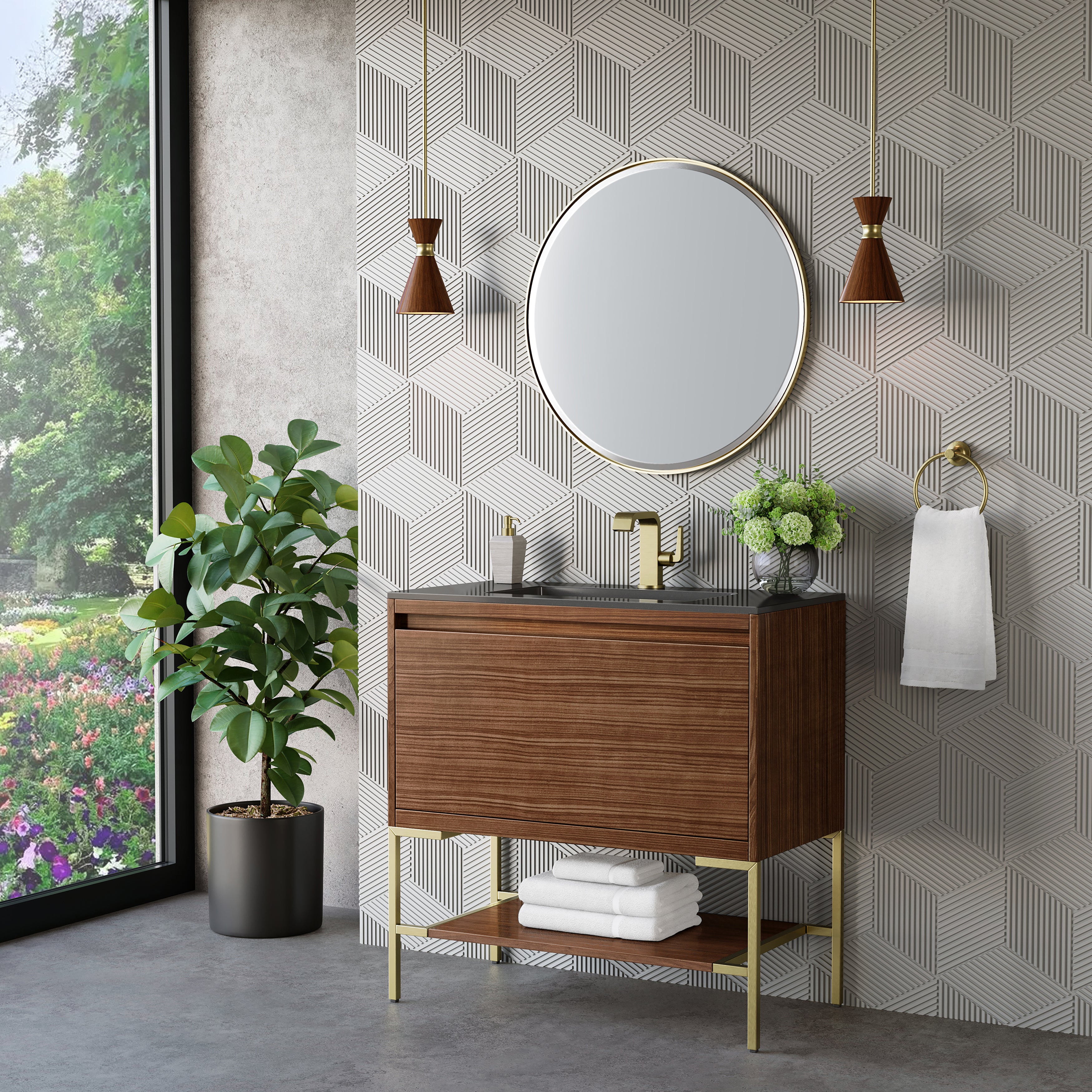 charcoal black composite stone top vanity