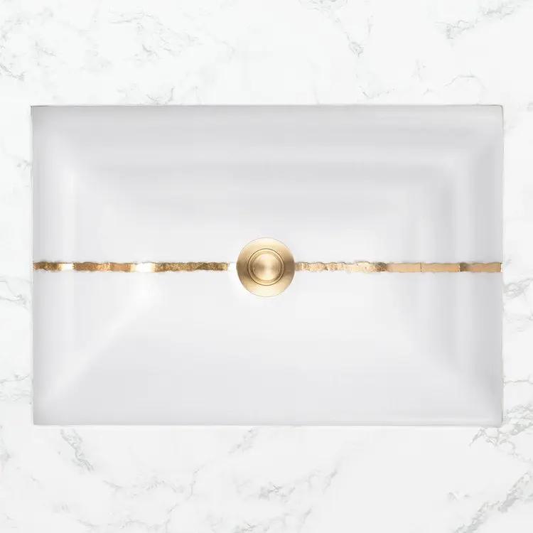 Linkasink Artisan Glass with Metal Leaf Accent Undermount Sink by Linkasink