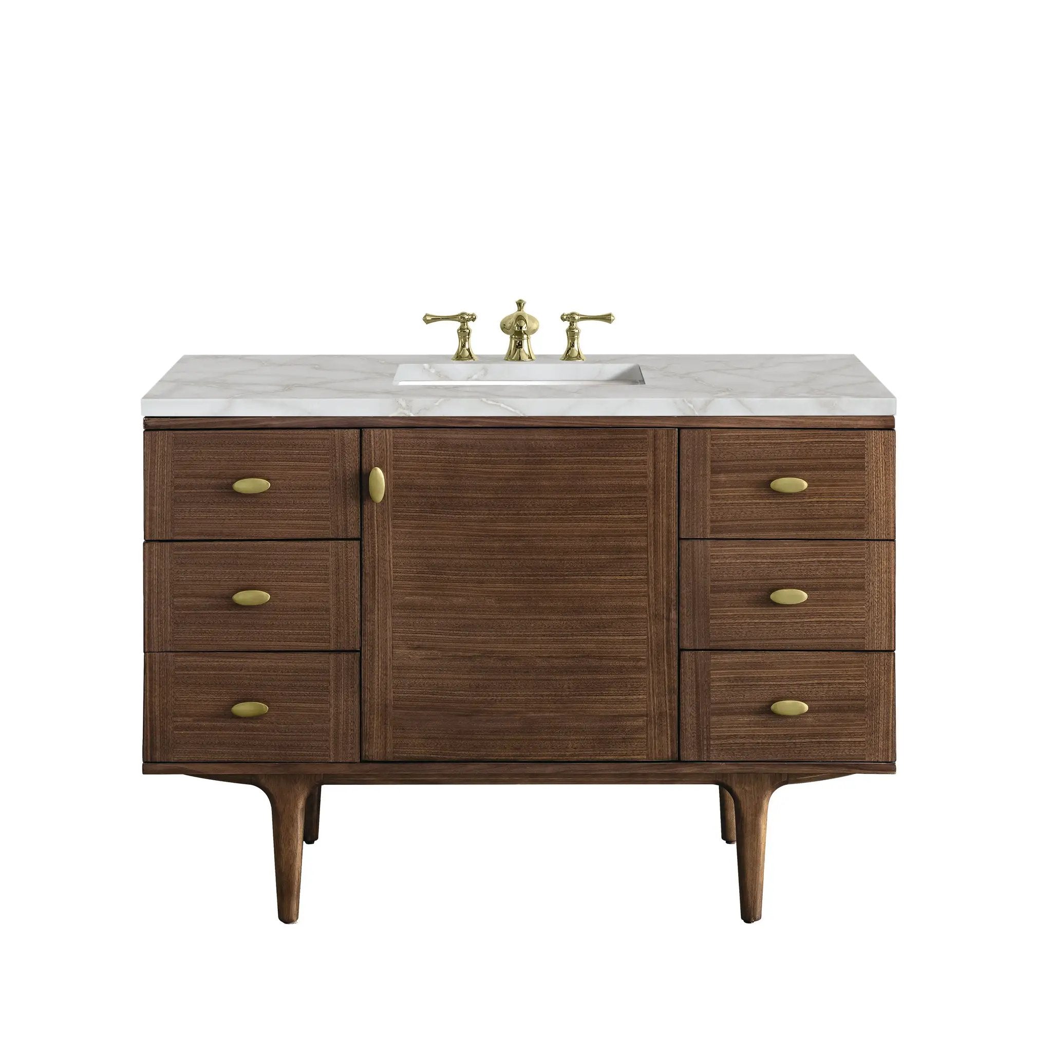 James Martin Amberly 48" Single Vanity Set - Mid-Century Walnut by James Martin Vanities