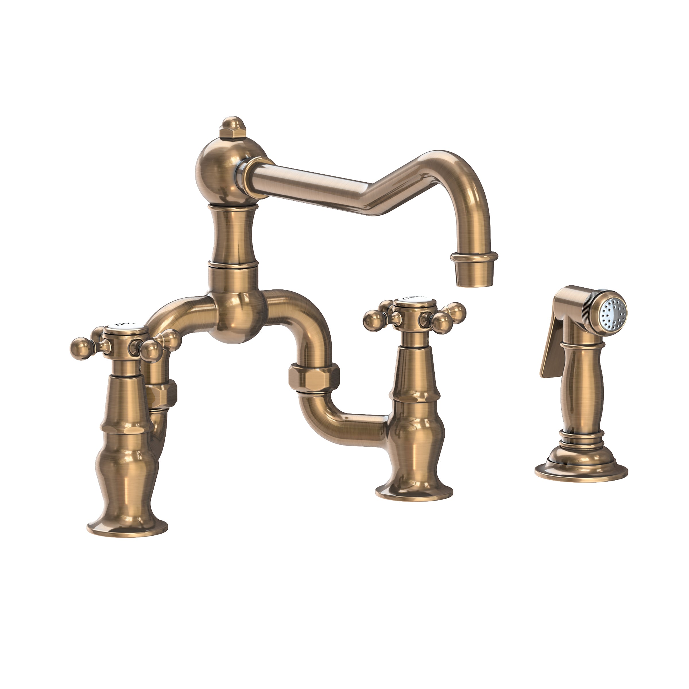 Newport Brass Chesterfield Kitchen Bridge Faucet with Side Spray