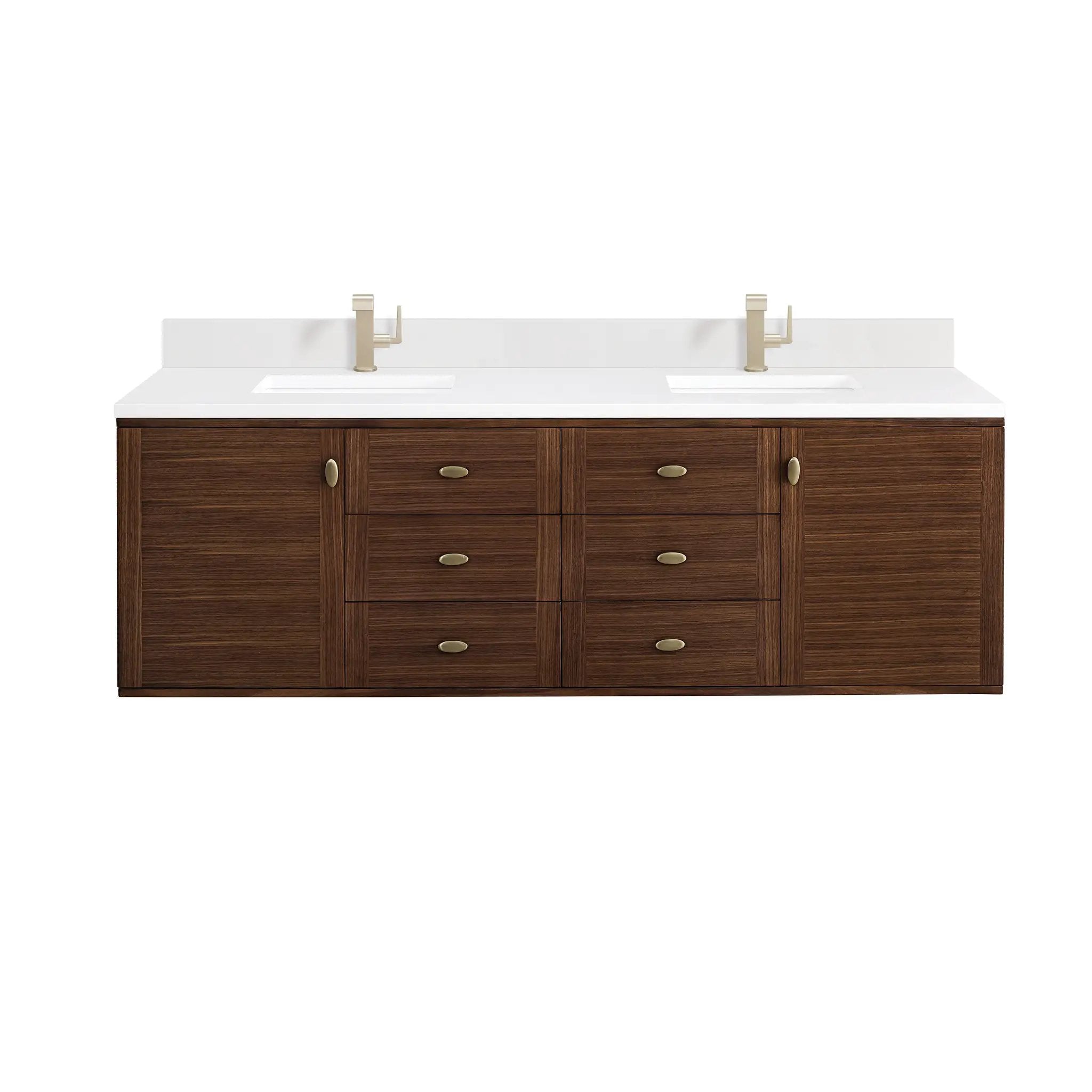 James Martin Amberly 72" Double Vanity Set - Mid-Century Walnut by James Martin Vanities