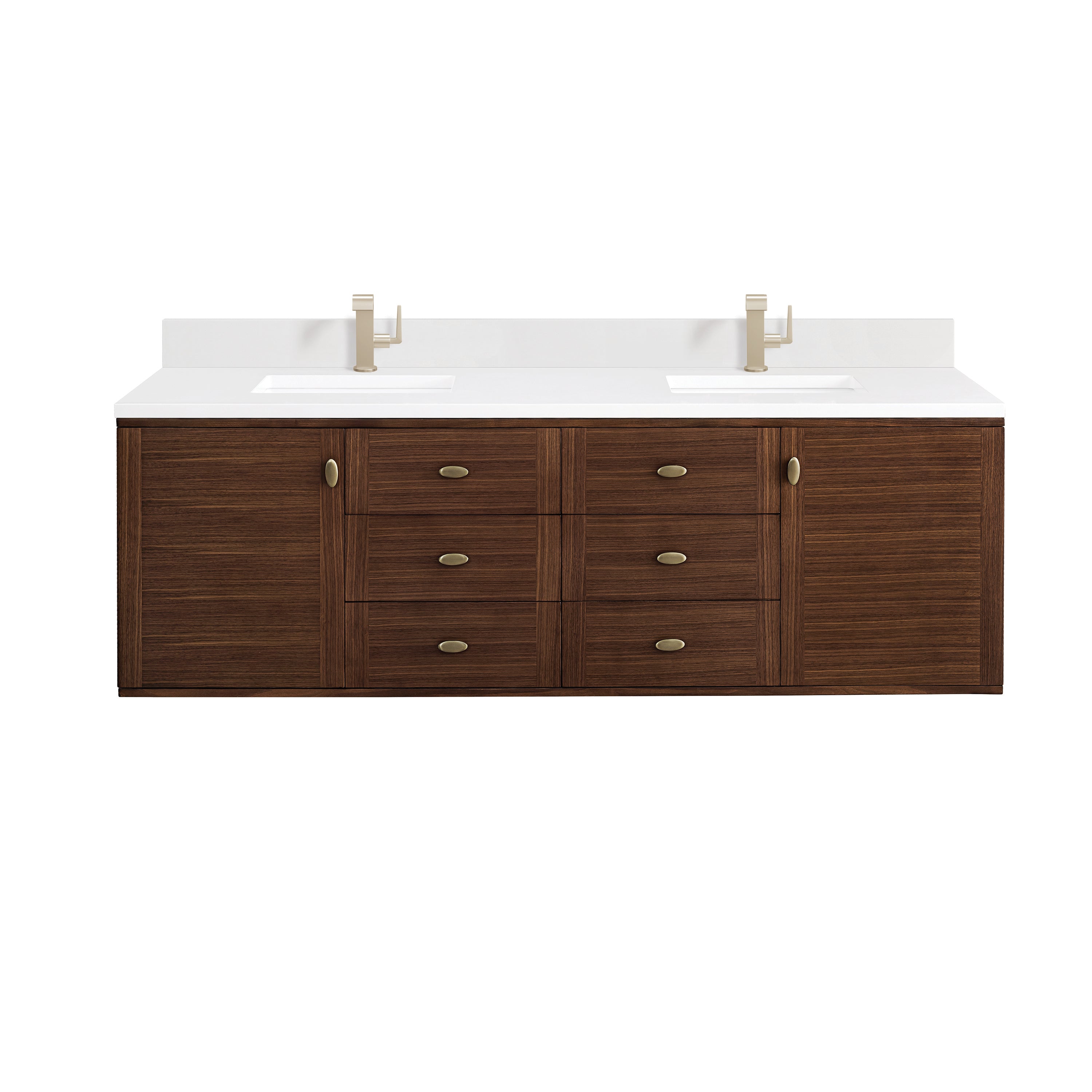 James Martin Vanities Amberly 72" Double Vanity - Mid-Century Walnut