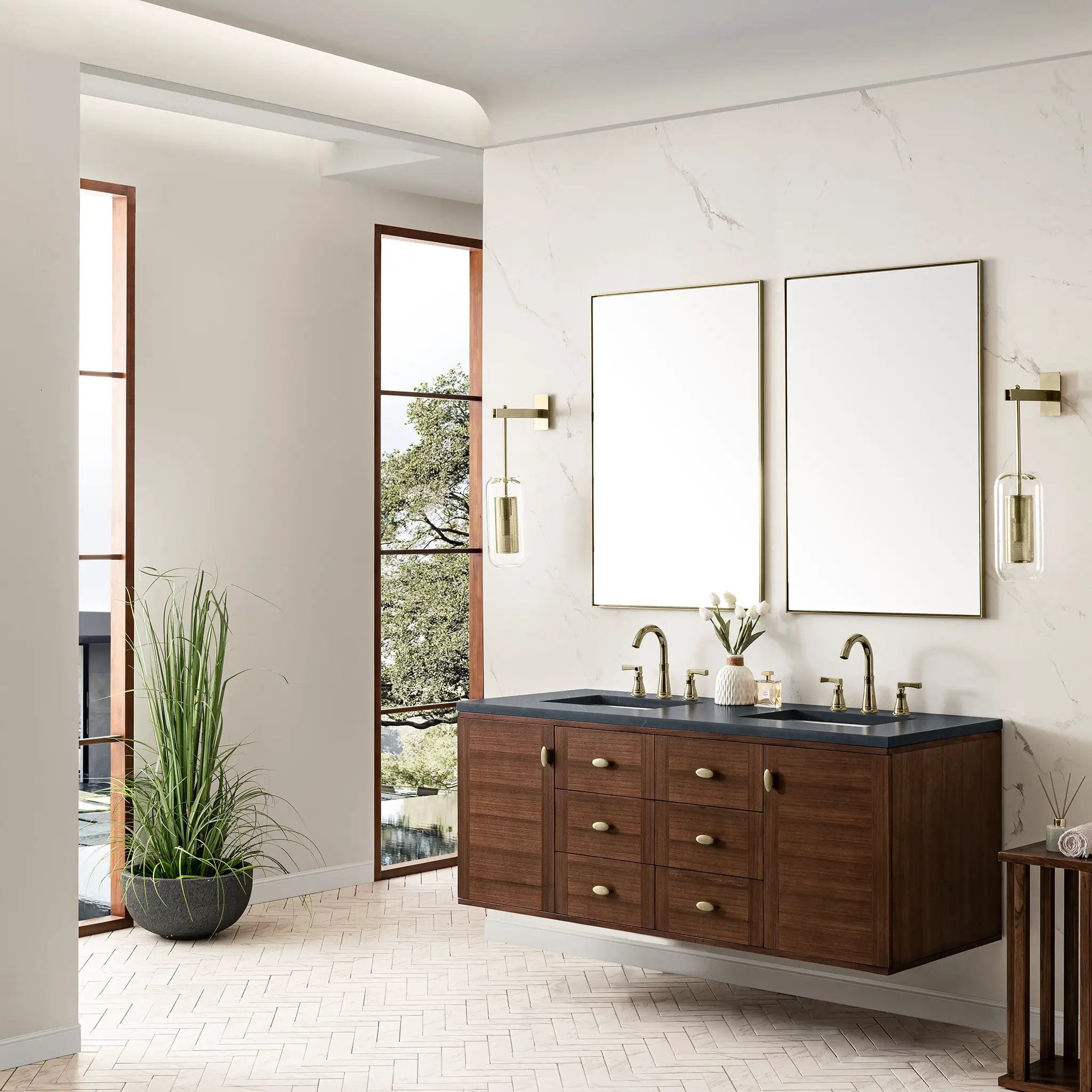 mid-century walnut vanity