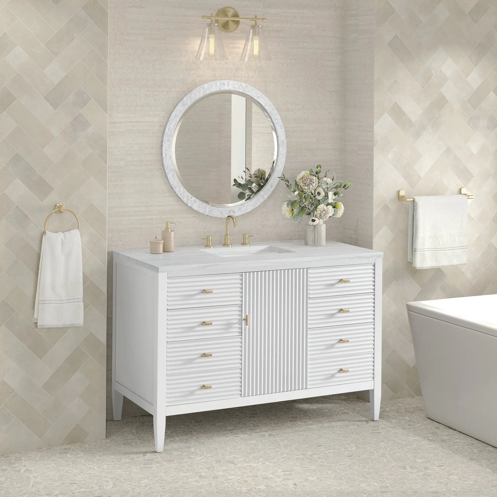 bright white vanity