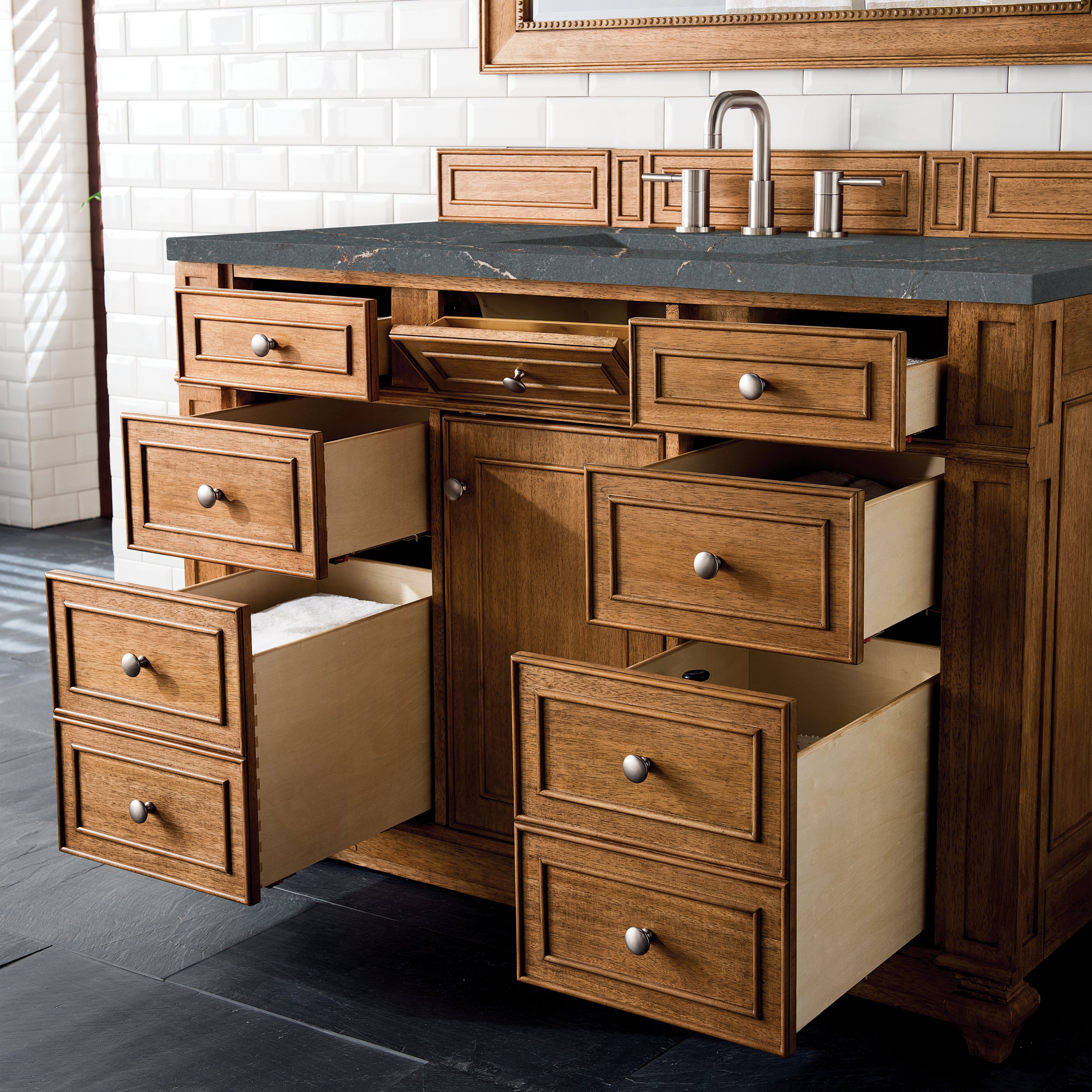 saddle brown vanity