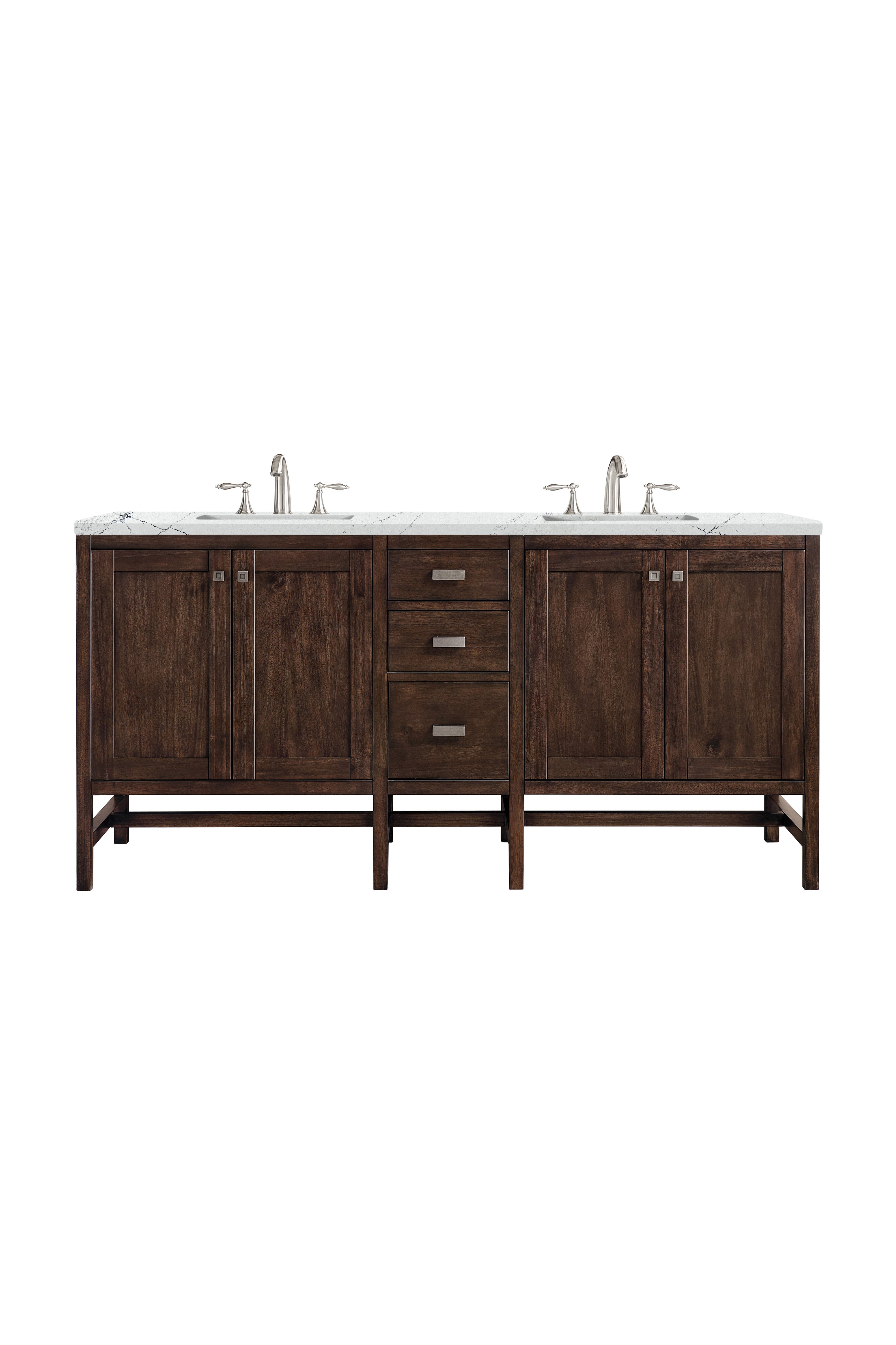 James Martin Addison 72" Double Vanity Set - Mid-Century Acacia