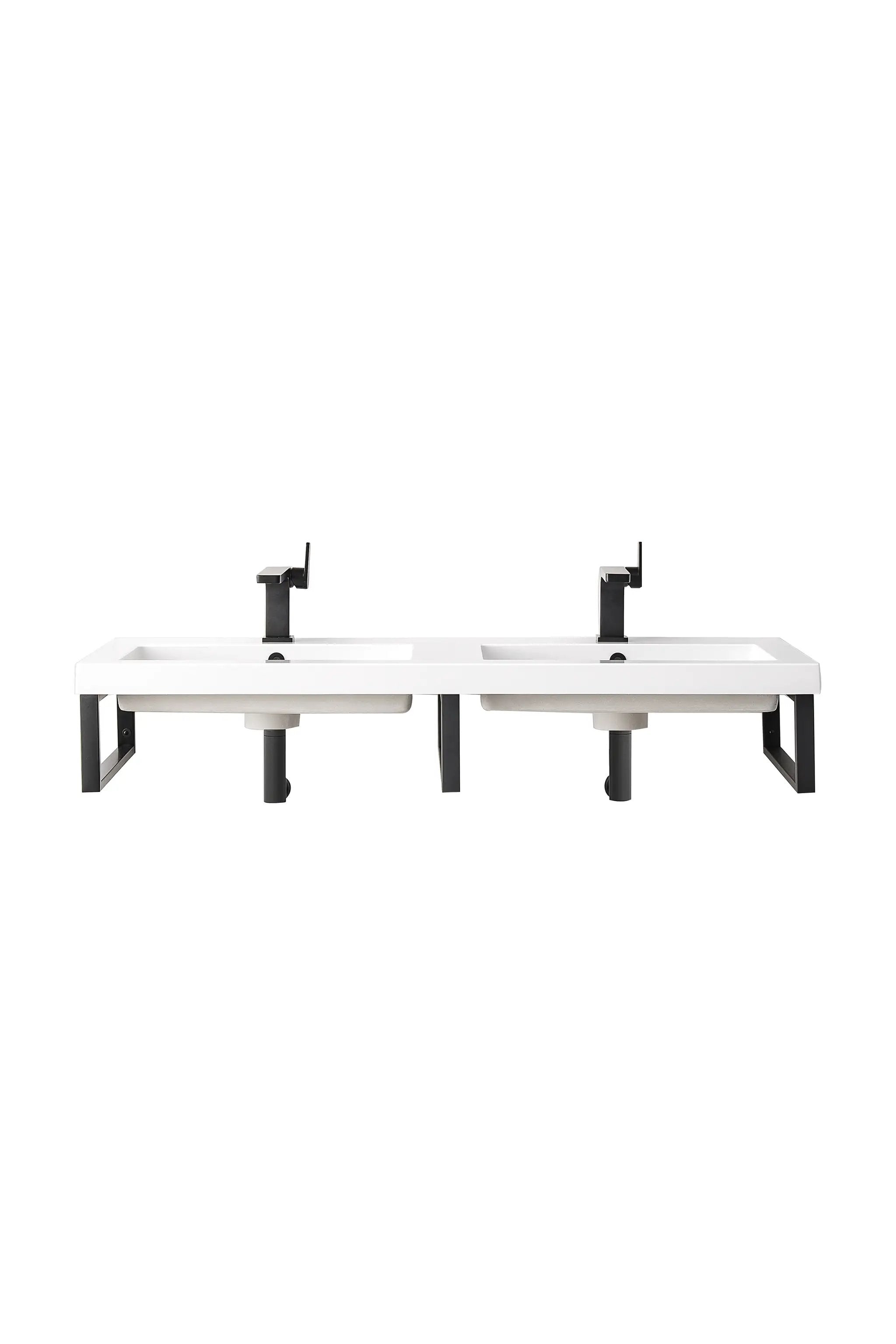 James Martin Three Boston 18" Wall Brackets with 47" White Glossy Composite Stone Top by James Martin Vanities