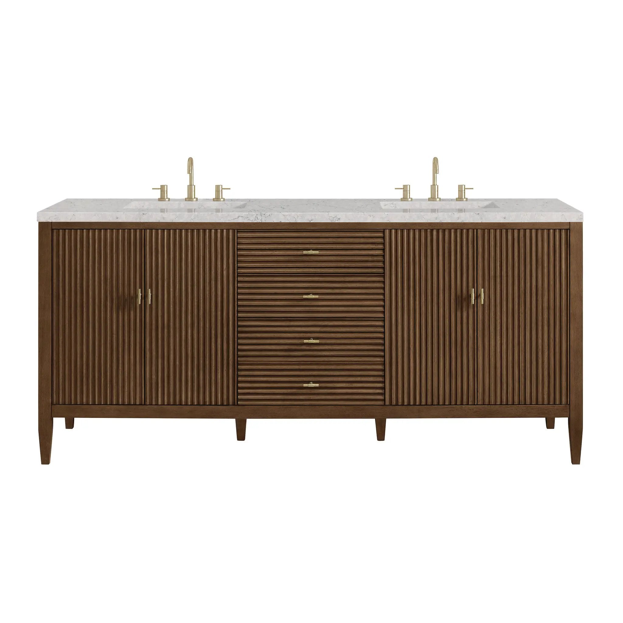 James Martin Myrrin 72" Vanity Set - Mid Century Walnut by James Martin Vanities