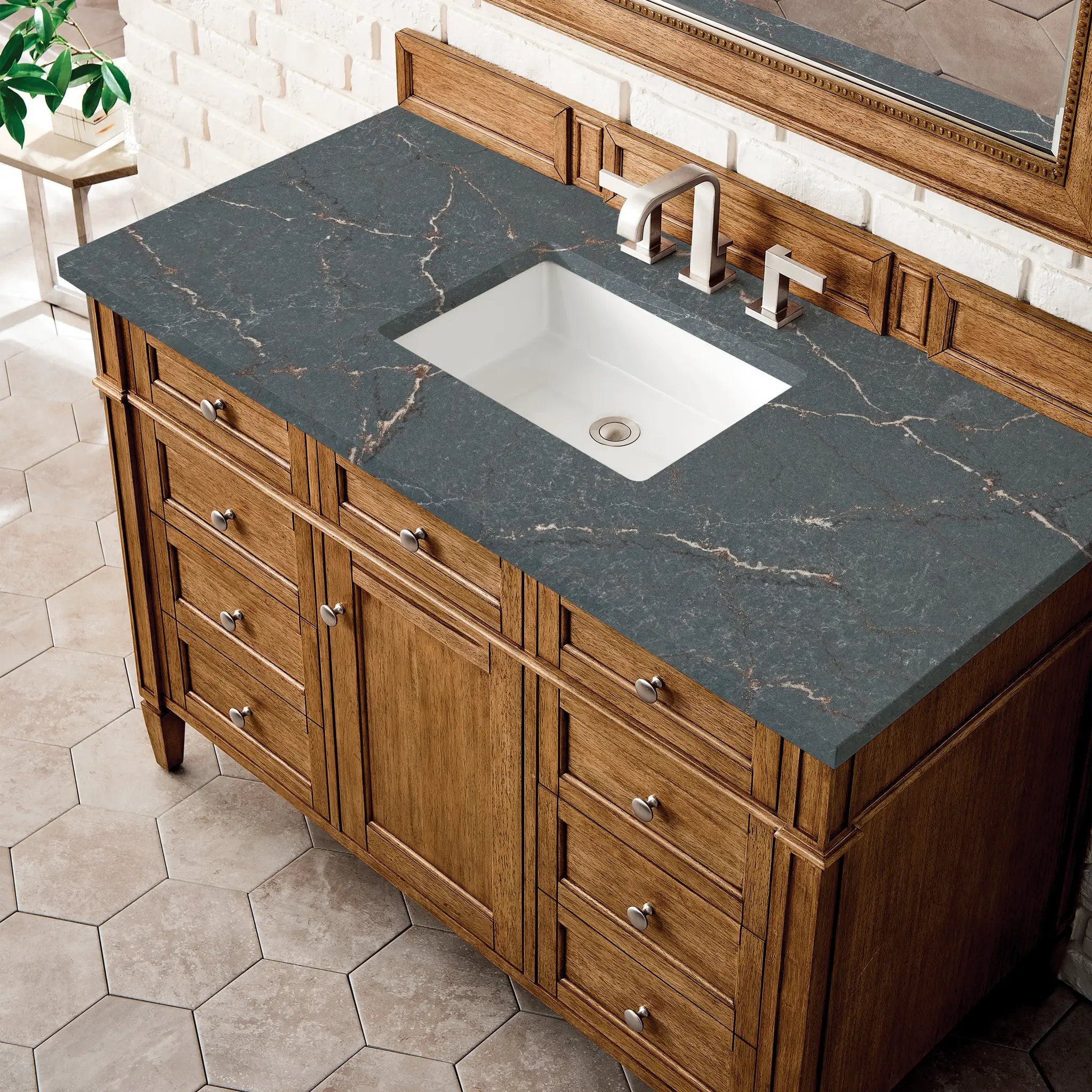 saddle brown vanity