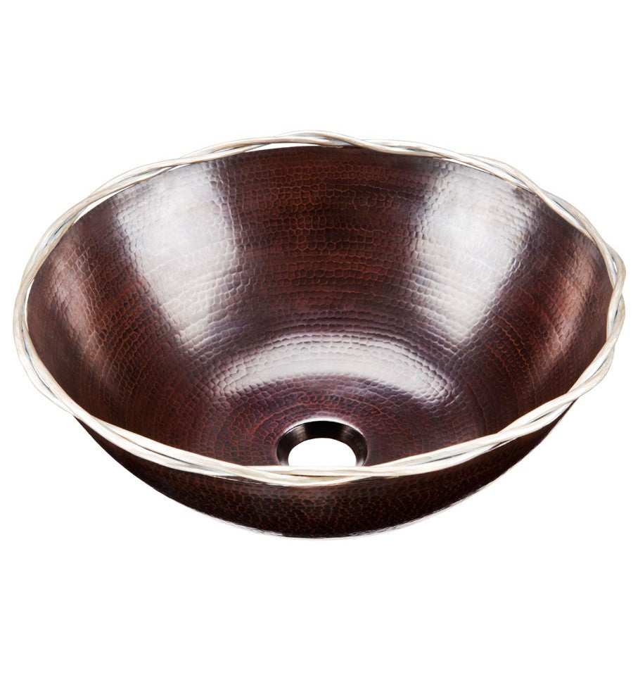 aged copper hammered sink