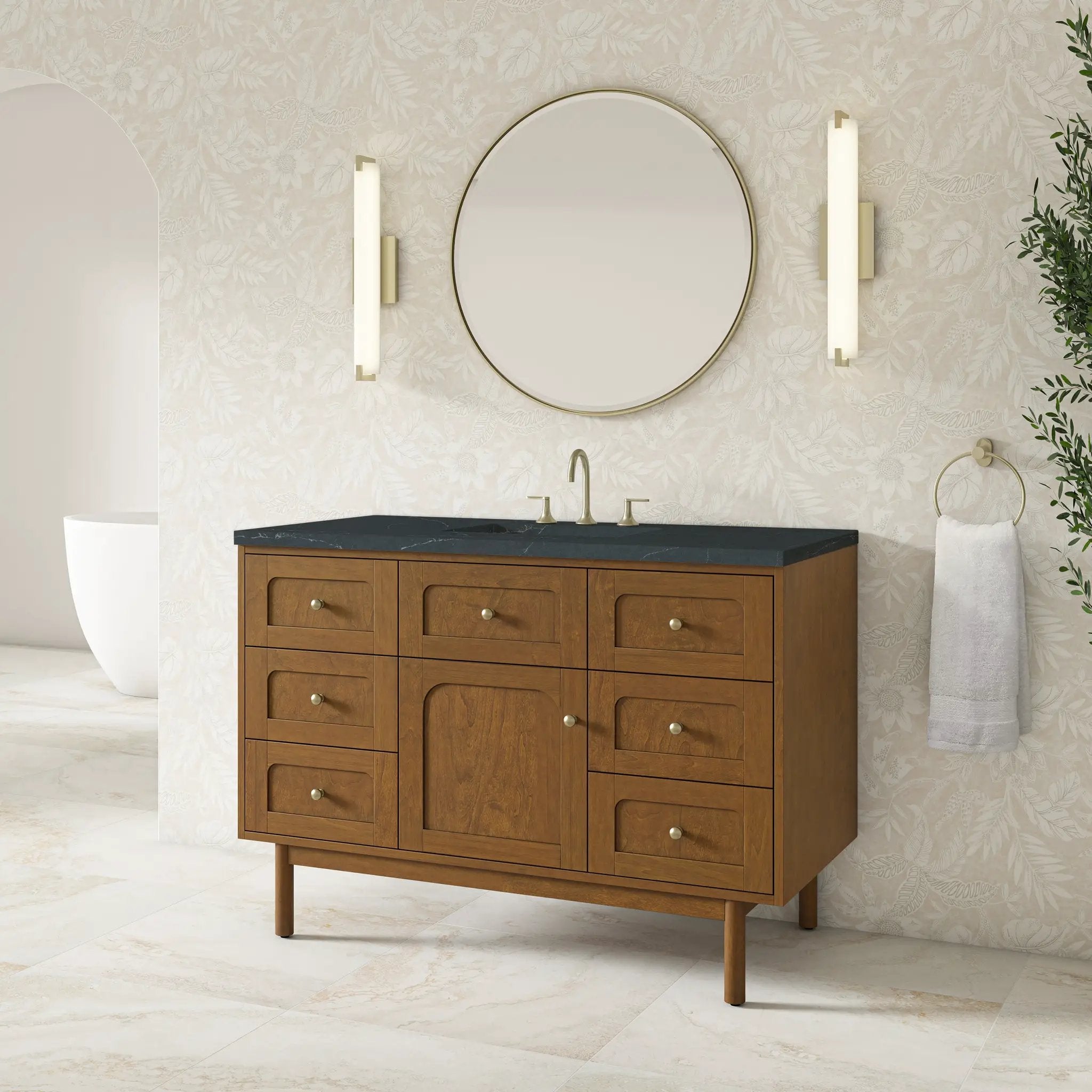 honey oak vanity