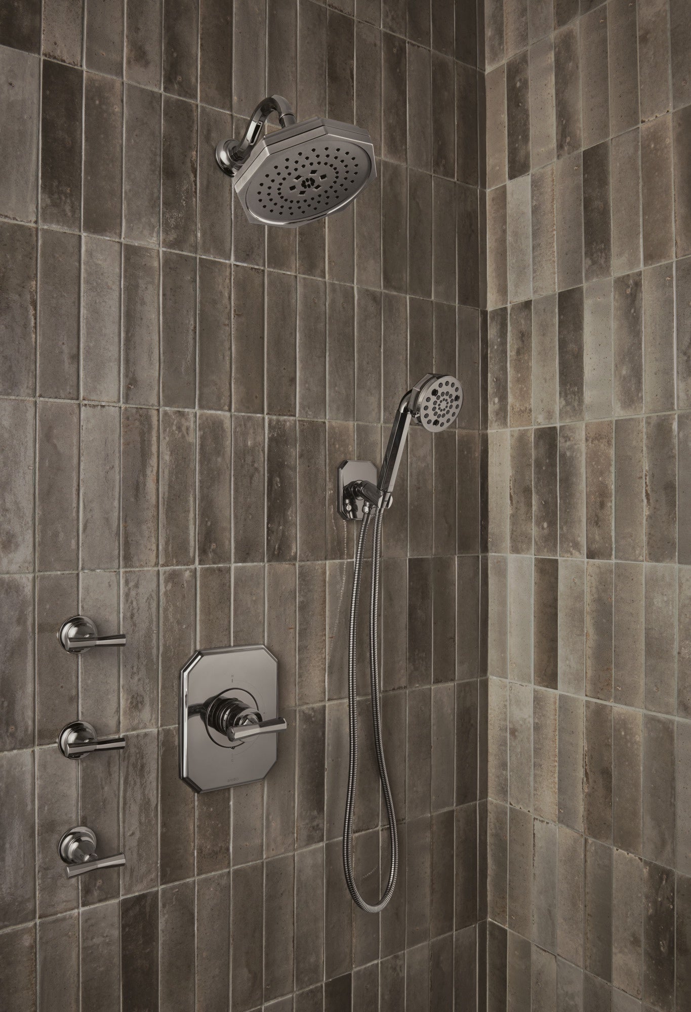 polished nickel shower arm