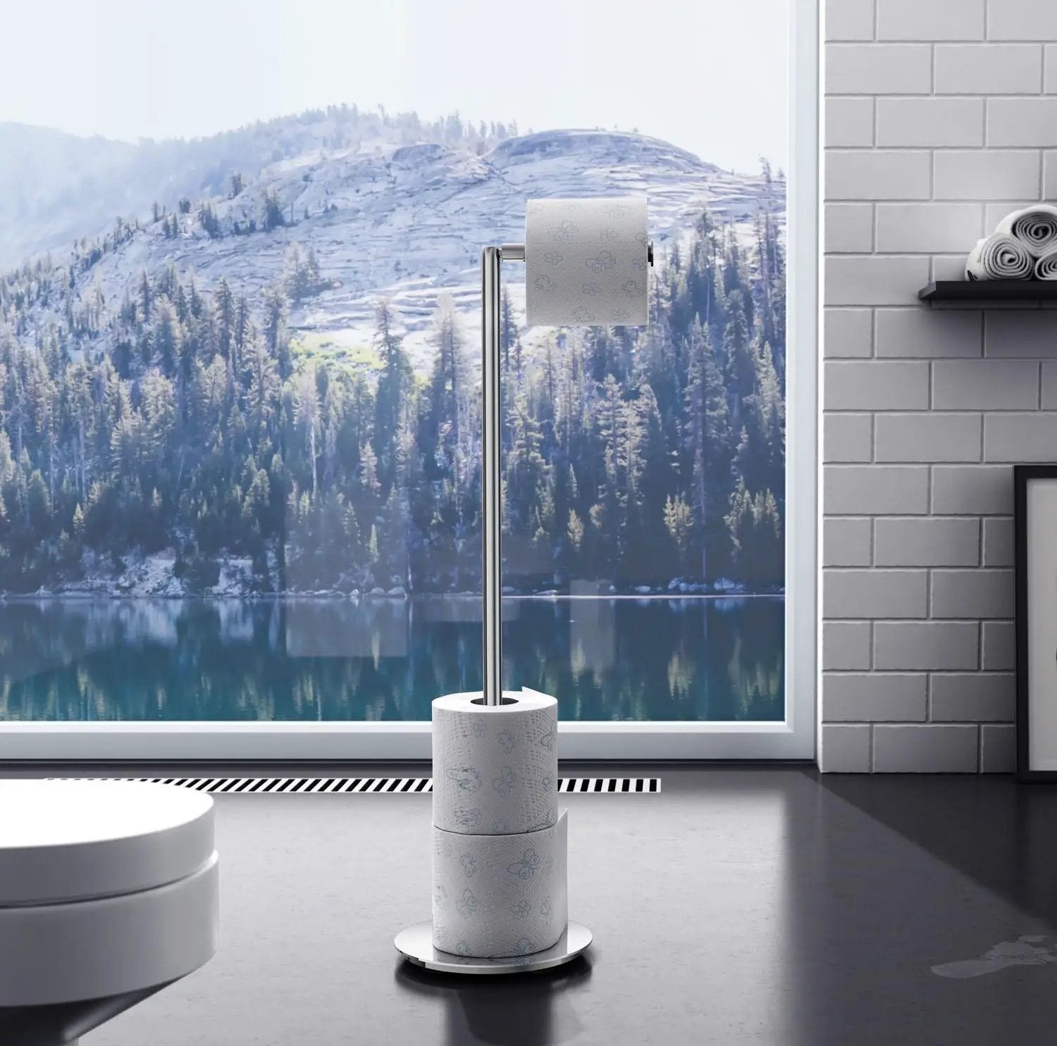 black toilet roll holder