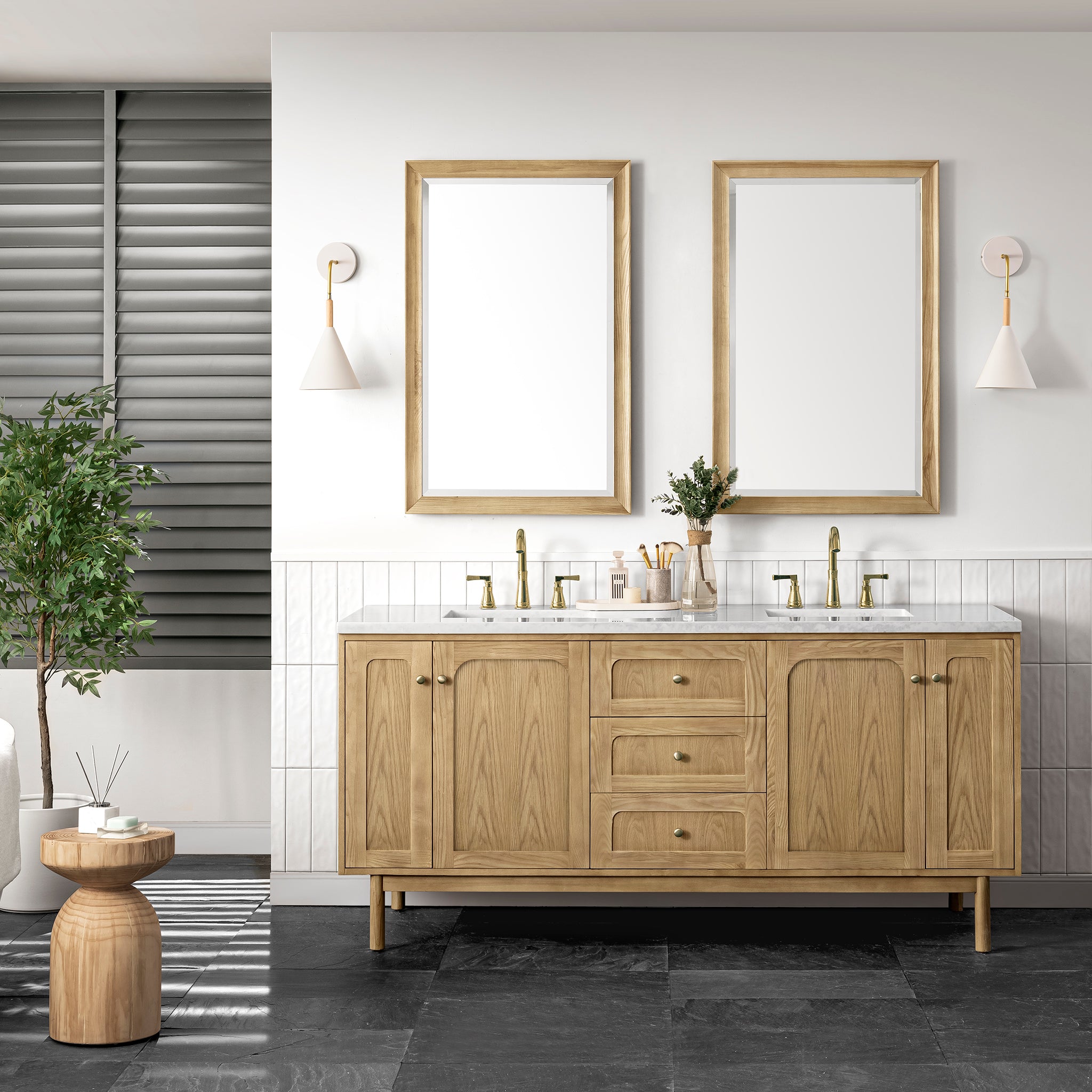 James Martin Laurent 72" Double Vanity Set - Light Natural Oak by James Martin Vanities