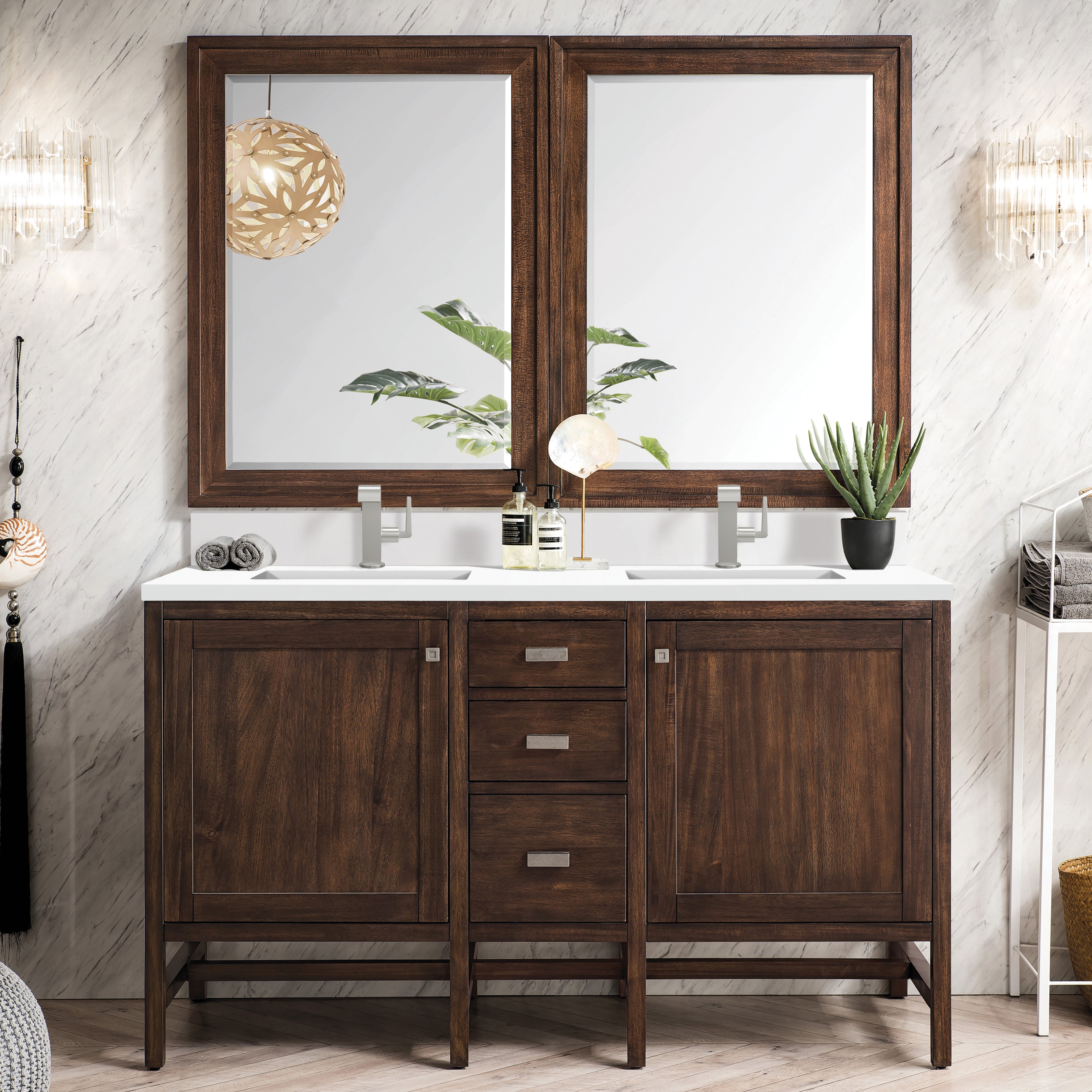 mid-century acacia vanity