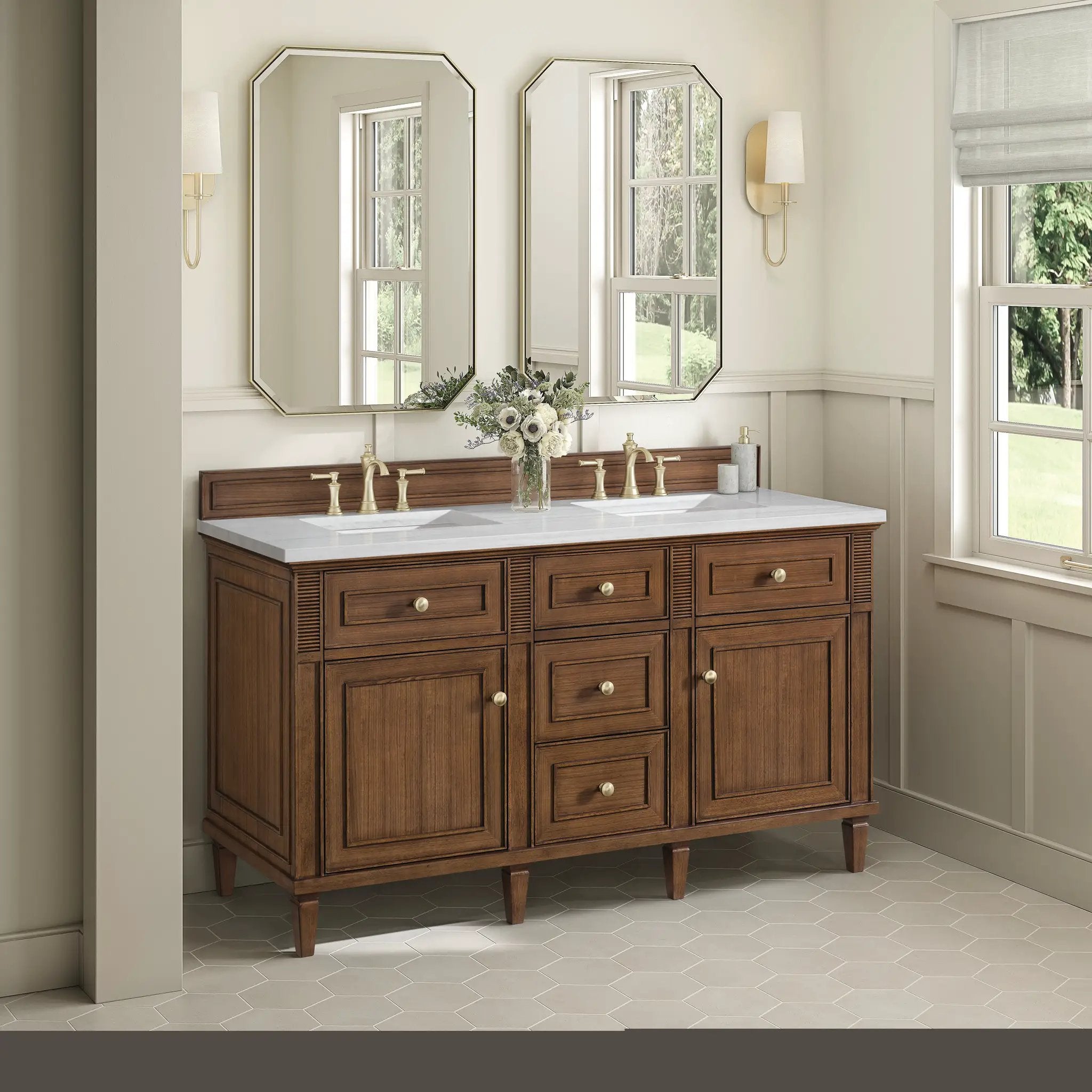 mid-century walnut vanity