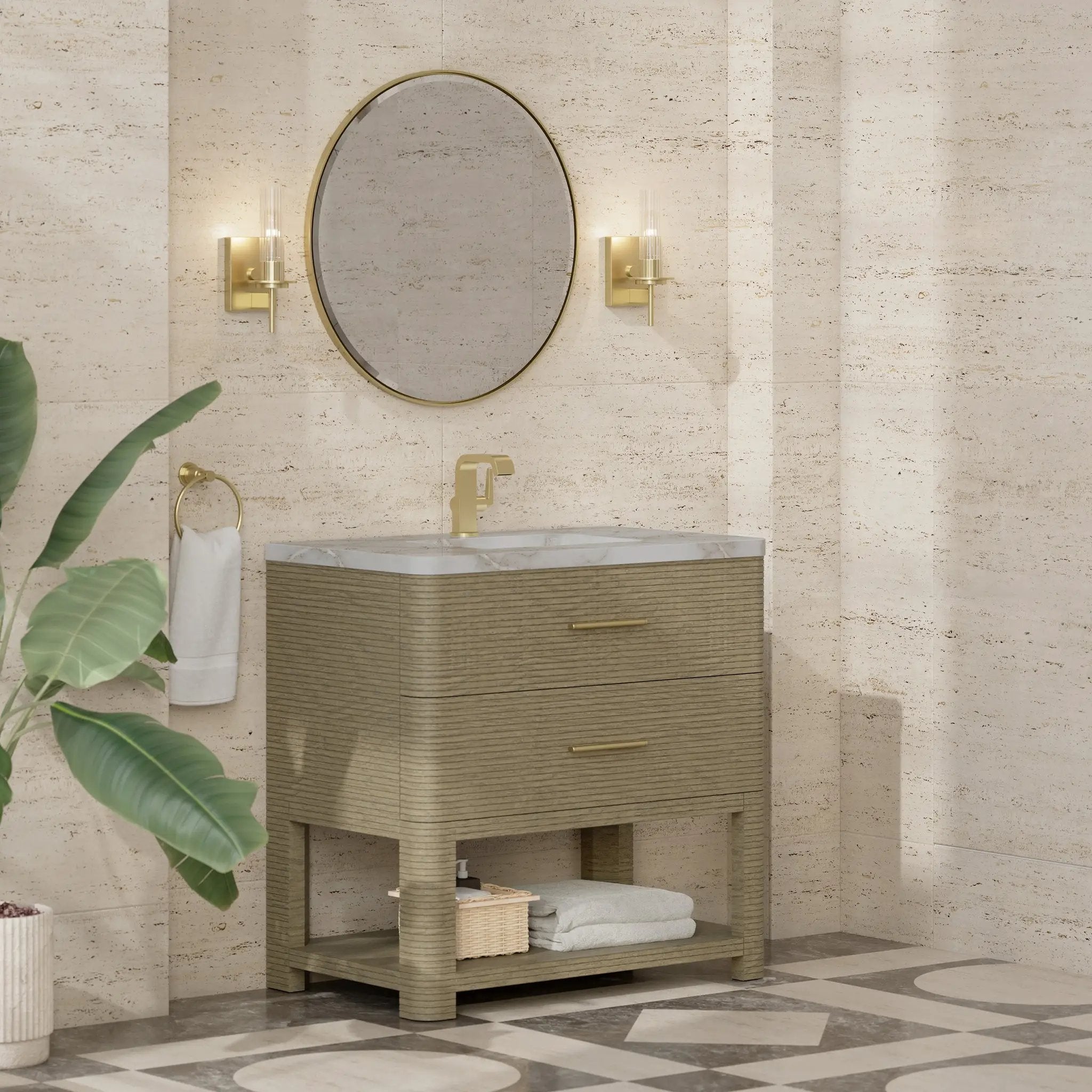 pebble oak vanity