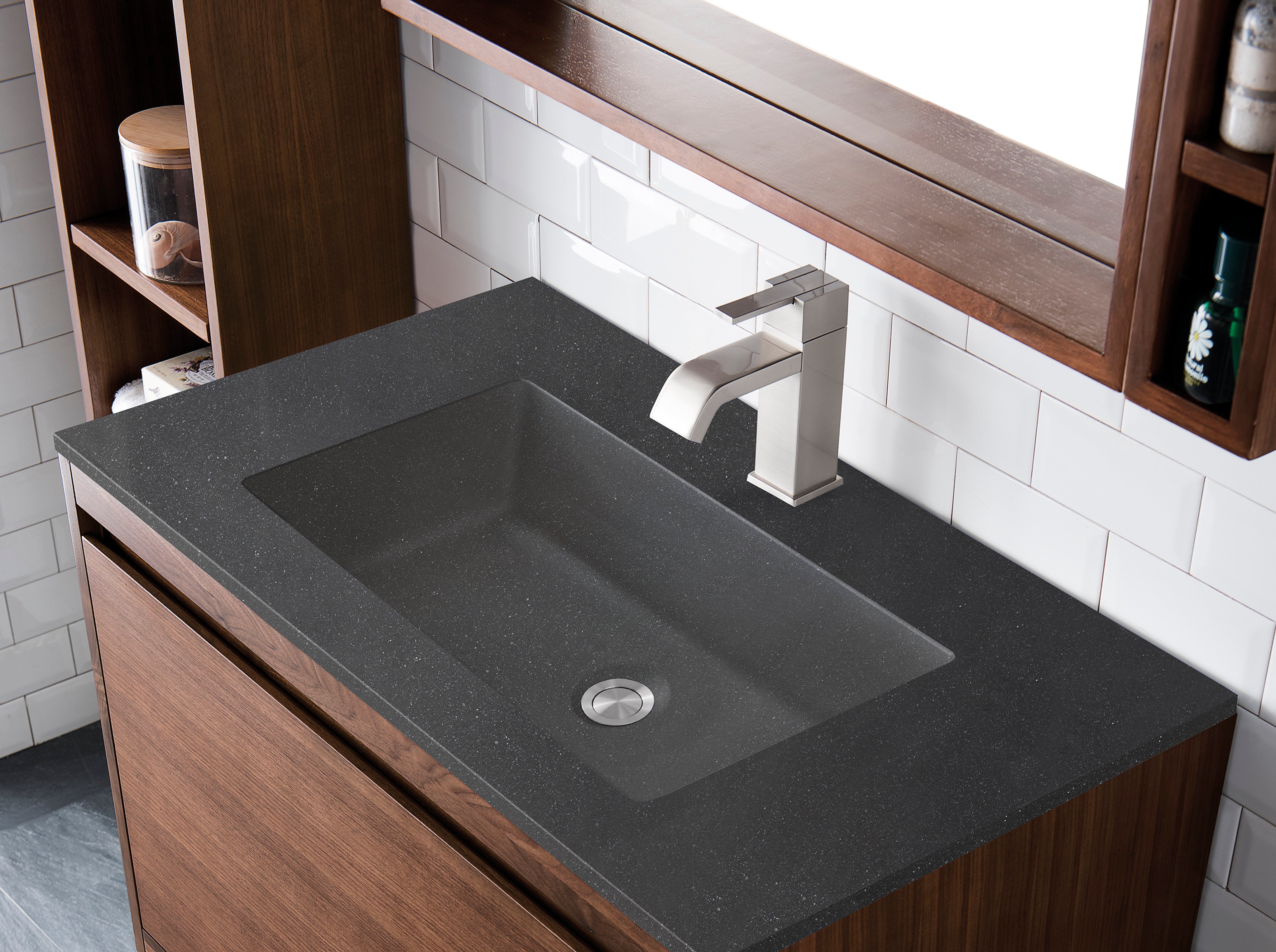 charcoal black composite stone top vanity