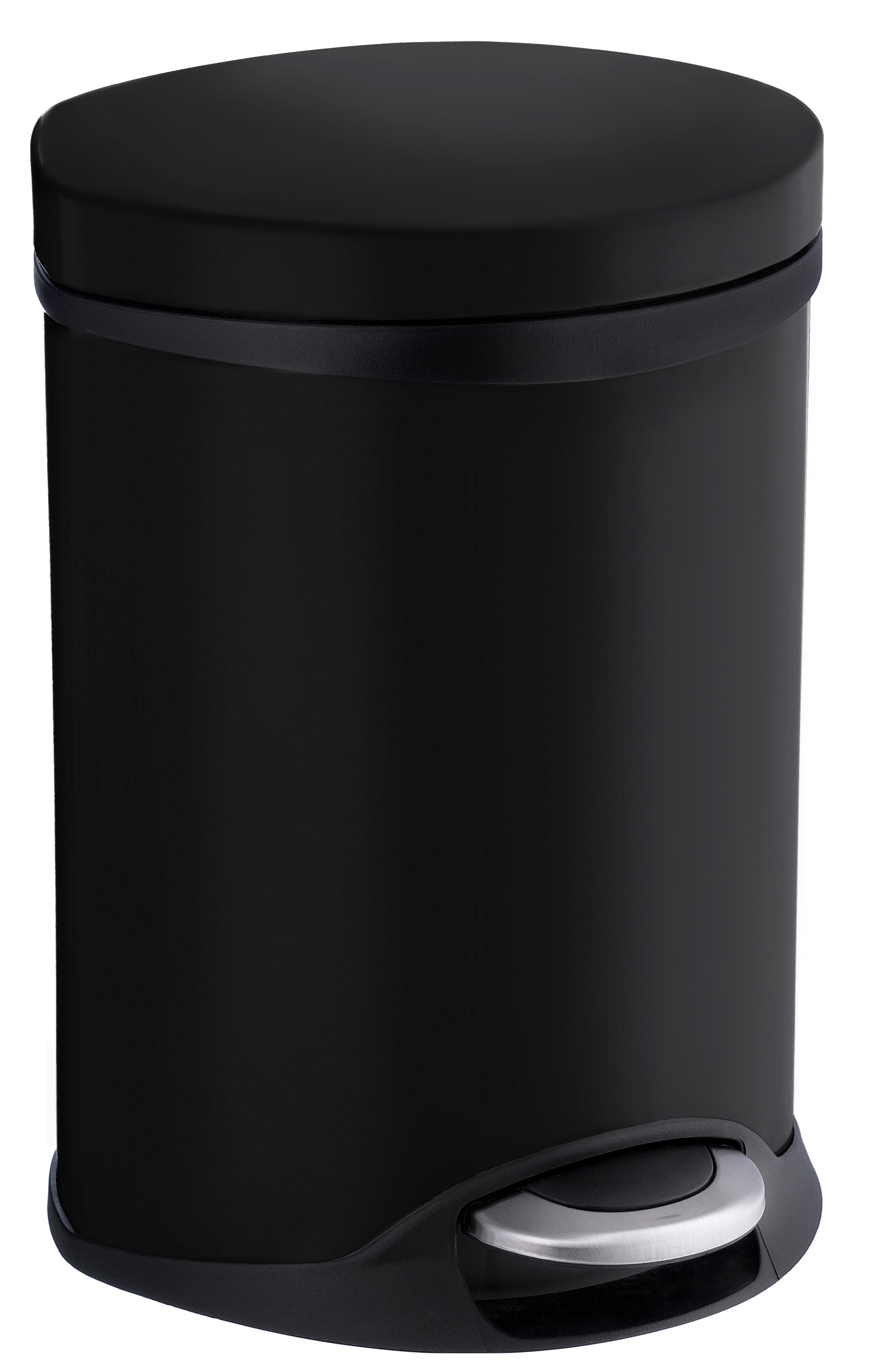 black lacquered stainless steel pedal bin