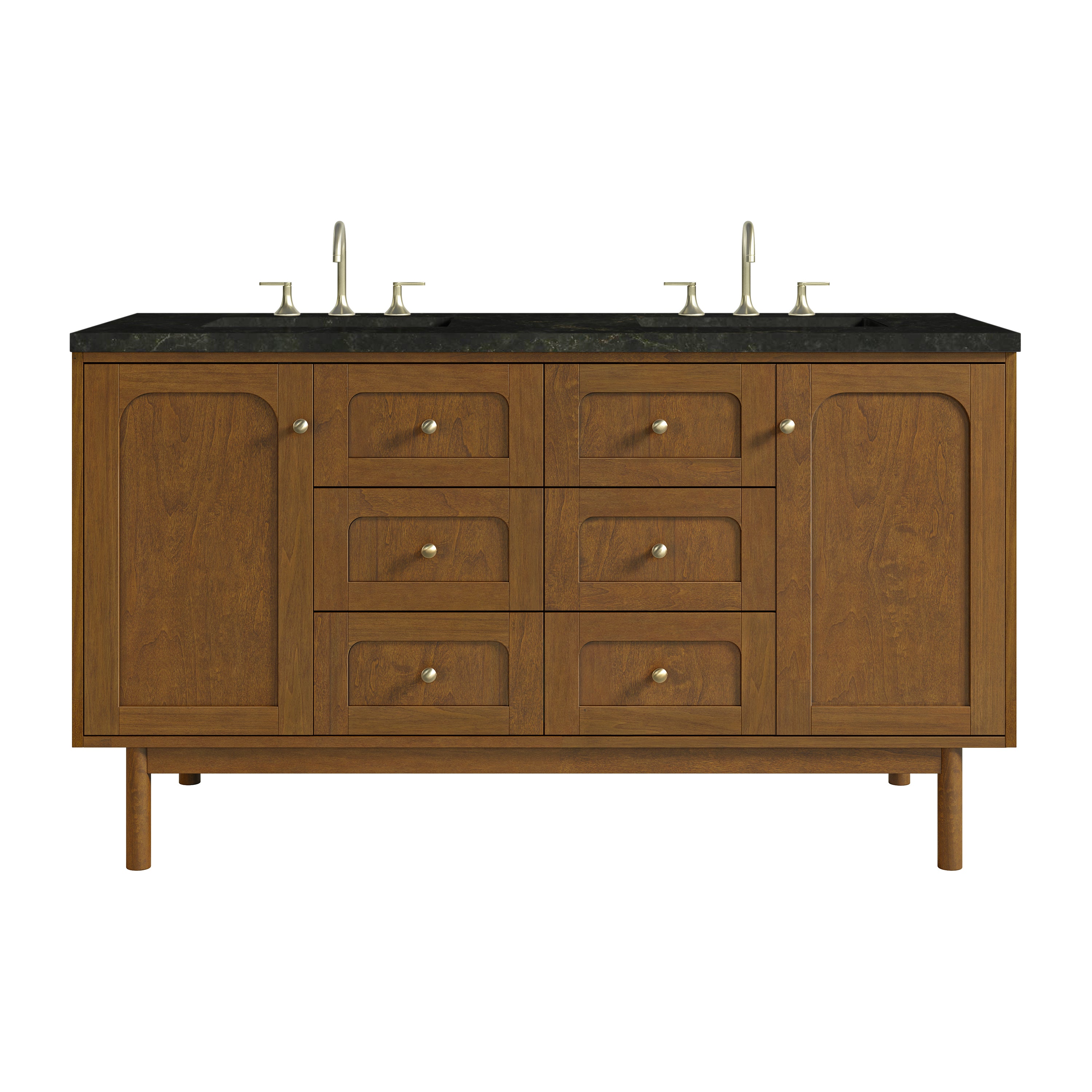 James Martin Laurent 60" Double Vanity Set - Honey Oak