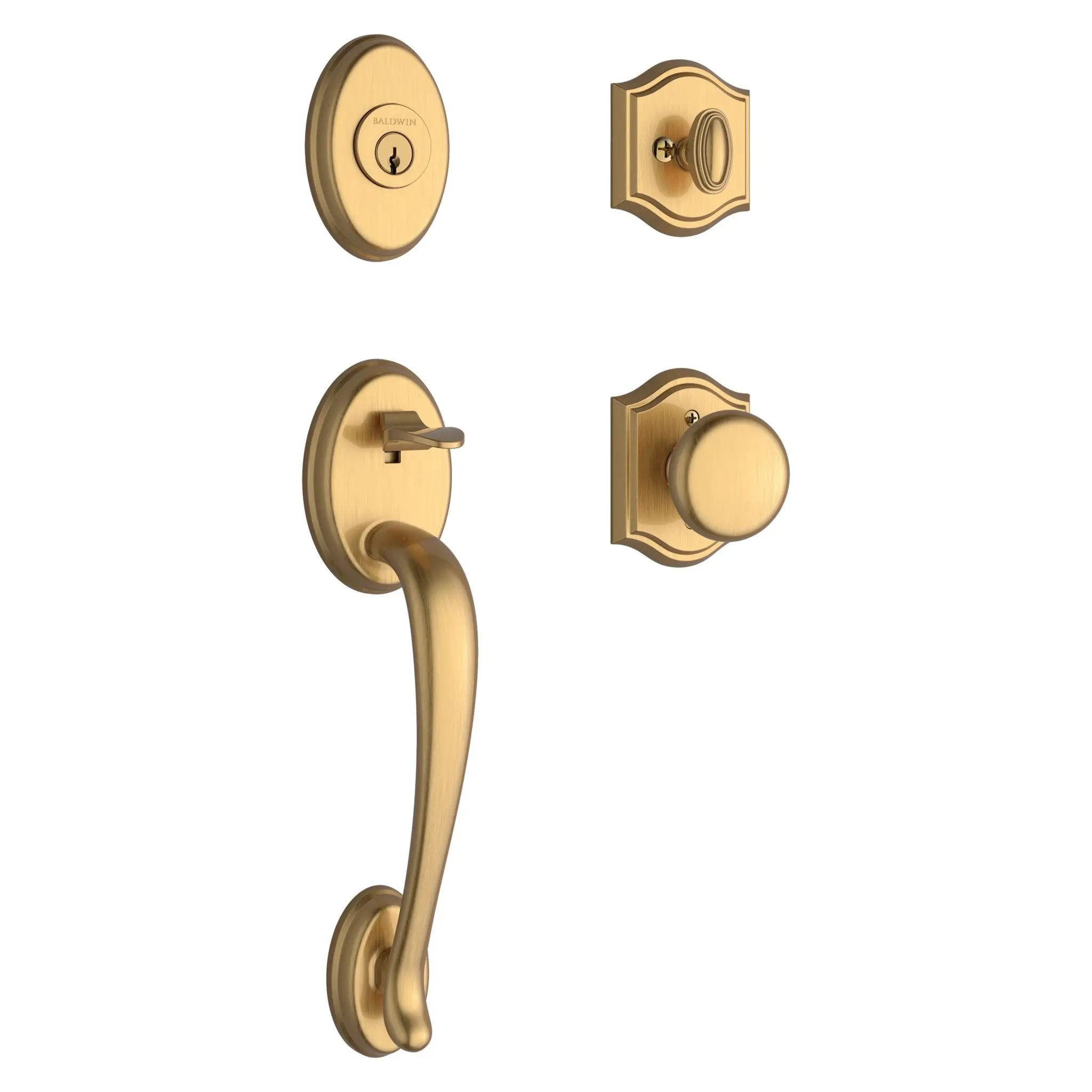 Baldwin Reserve Columbus Handleset x Round Knob with Arch Interior by Baldwin