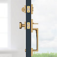 satin brass door handle and knob