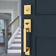 satin brass door handle and knob