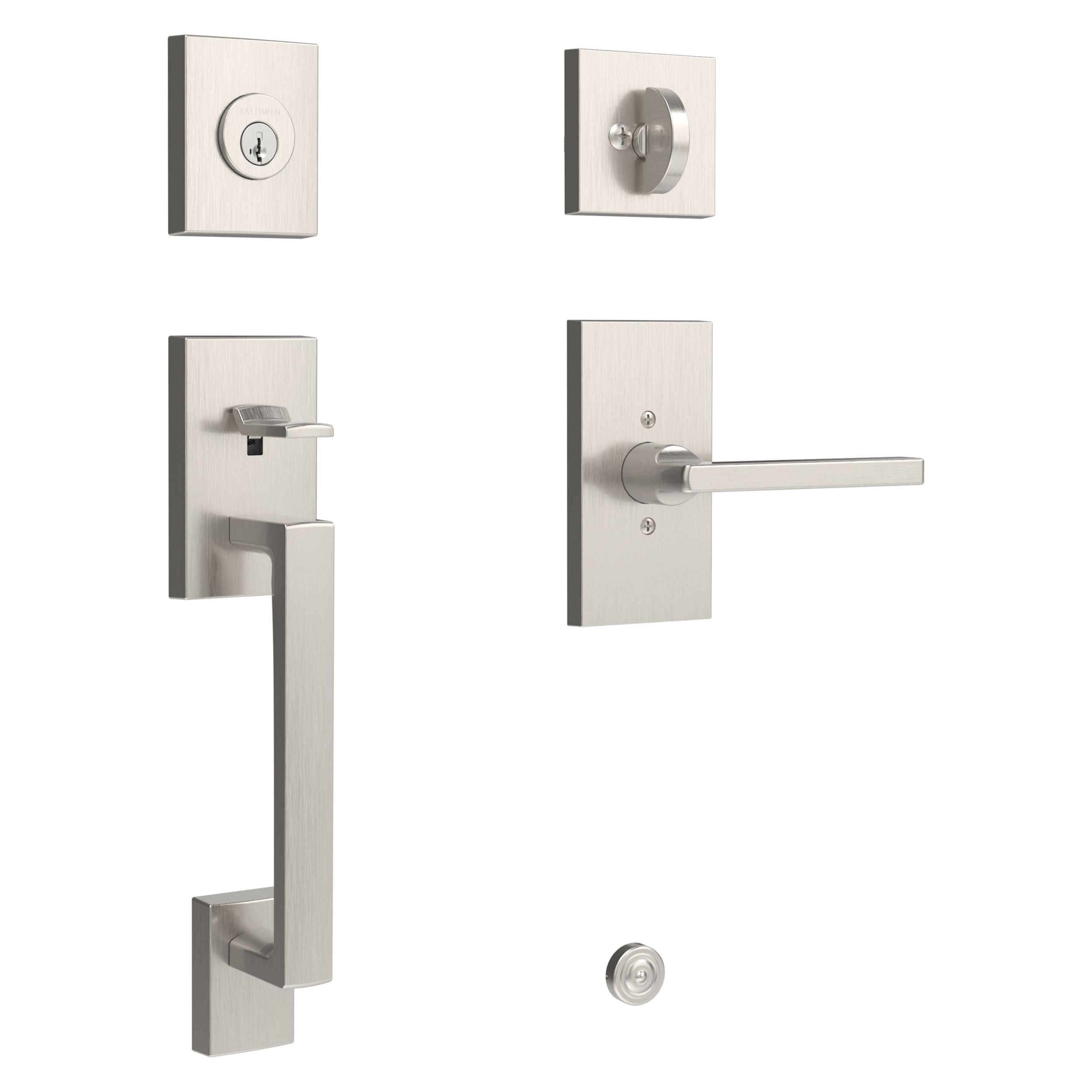 satin nickel door handle and lever