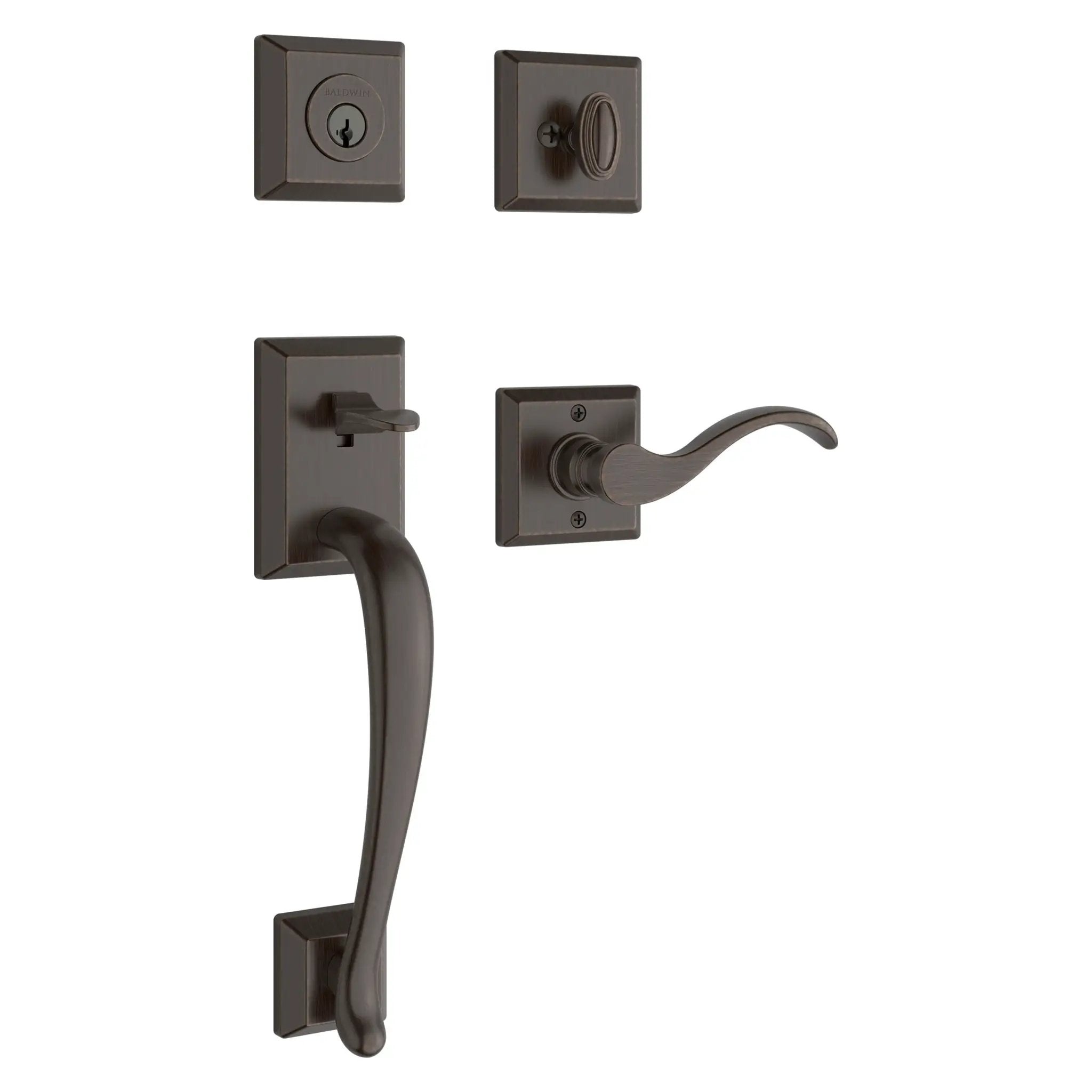 Baldwin Reserve Napa Handleset x Curve Lever with Square Interior by Baldwin