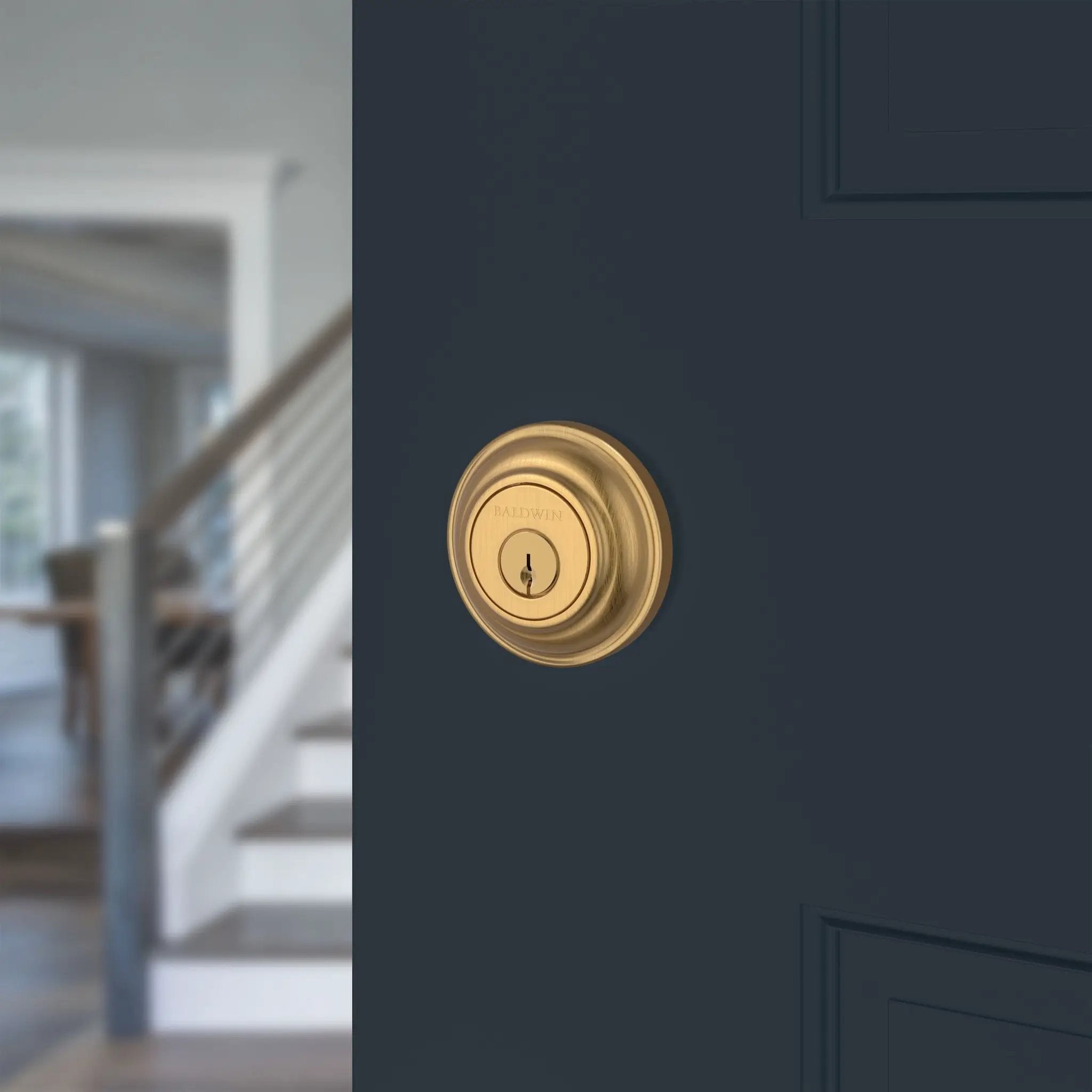 satin brass door deadbolt