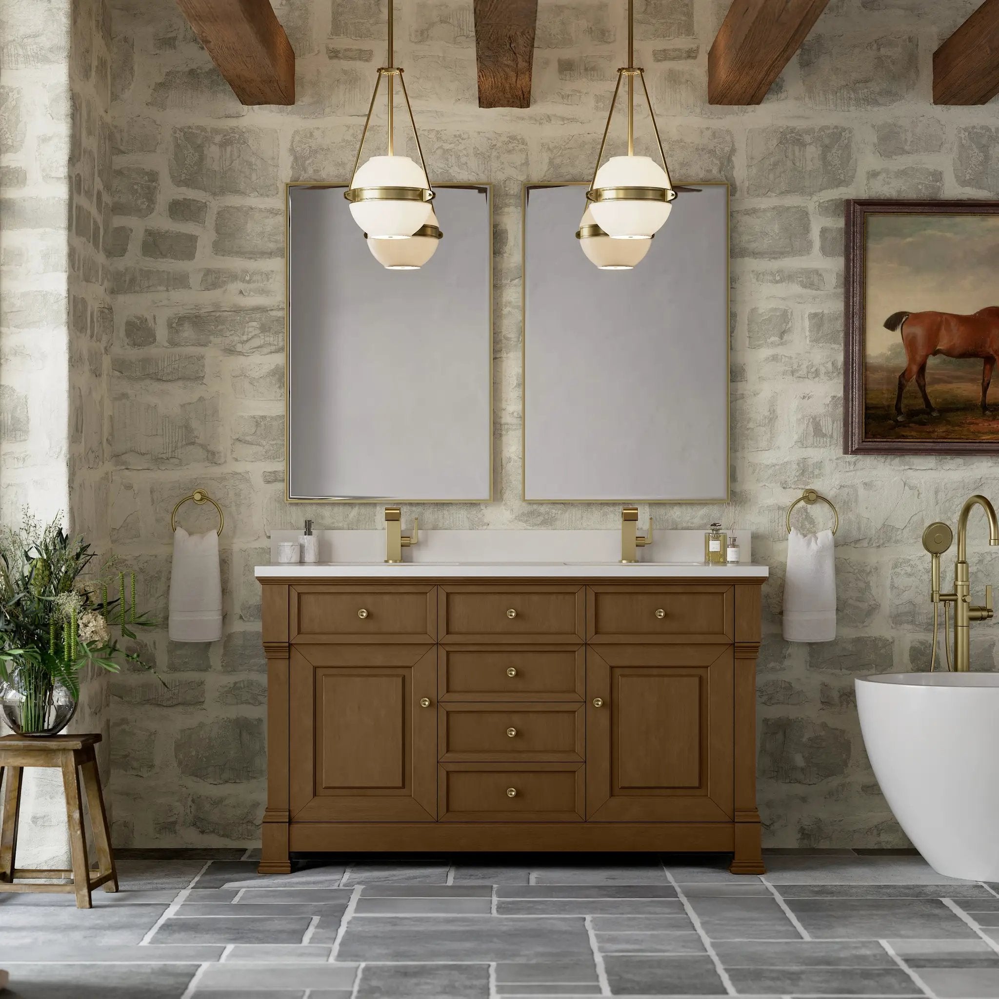 honey oak vanity