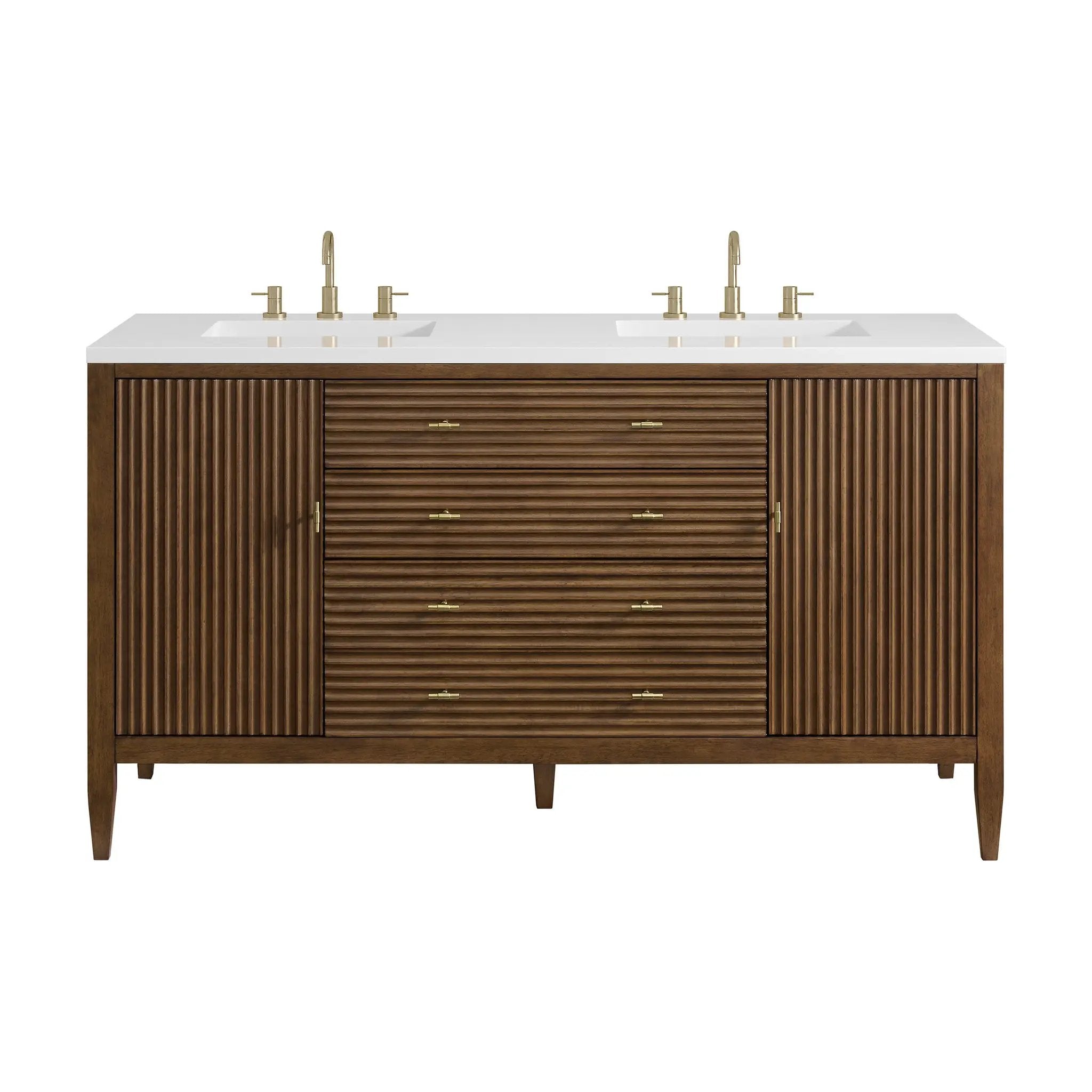 James Martin Myrrin 60" Double Vanity Set - Mid Century Walnut by James Martin Vanities